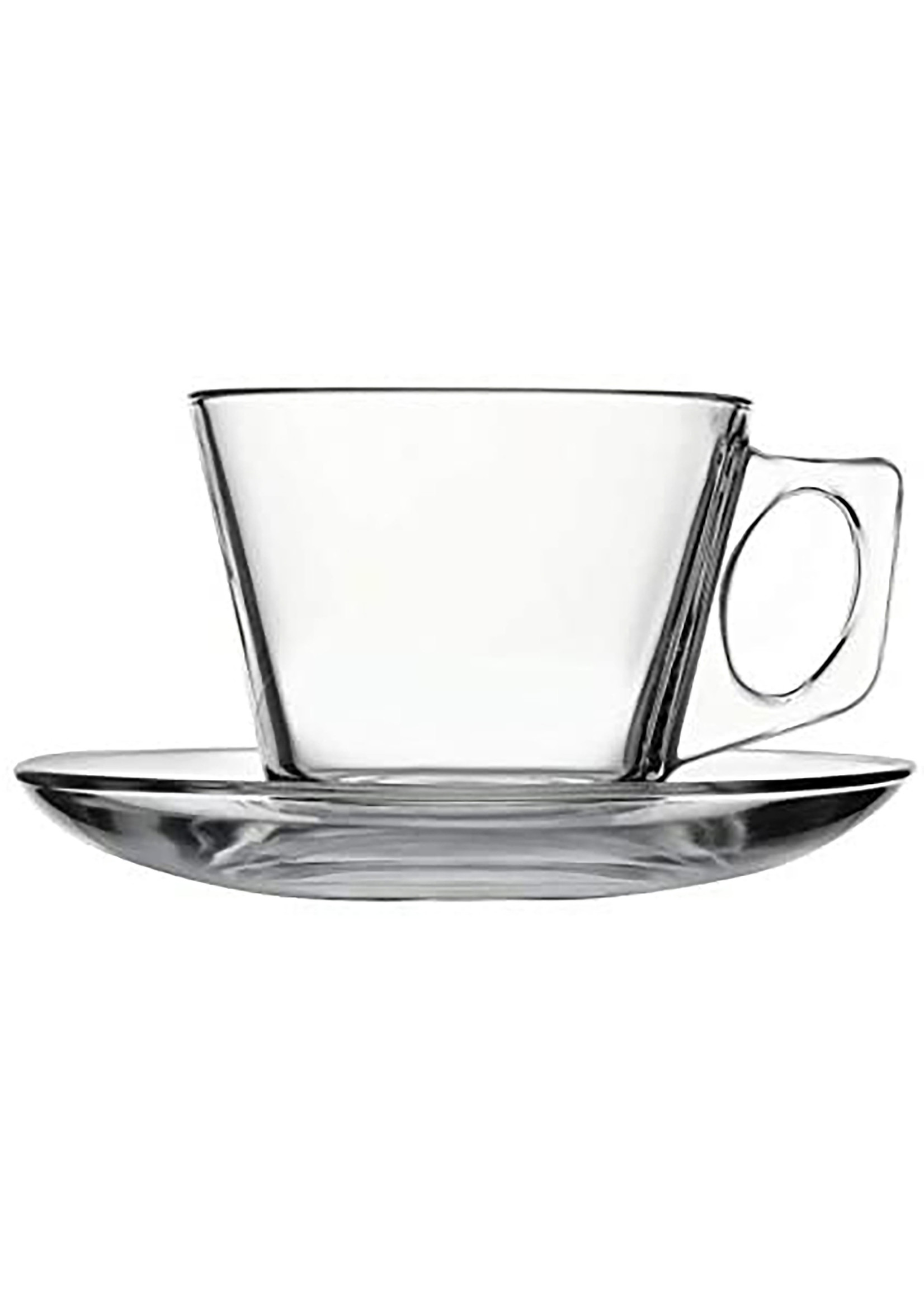 Pasabahce Vela Set of 6 Glass Cup and Saucer - 81mL