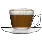 Pasabahce Vela Set of 6 Glass Cup and Saucer - 81mL