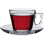 Pasabahce Vela Set of 6 Glass Cup and Saucer - 190mL