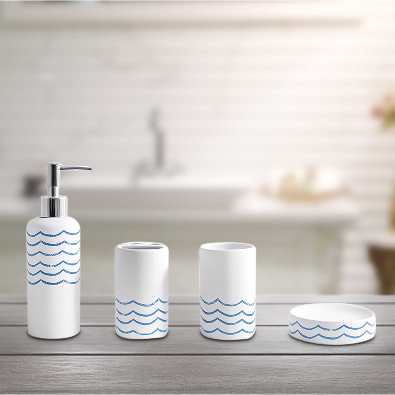 WAVE Ceramic Bathroom Accessoiries Set