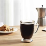 Set of 2 Barista Coffee Glass  Footed Mug 465mL