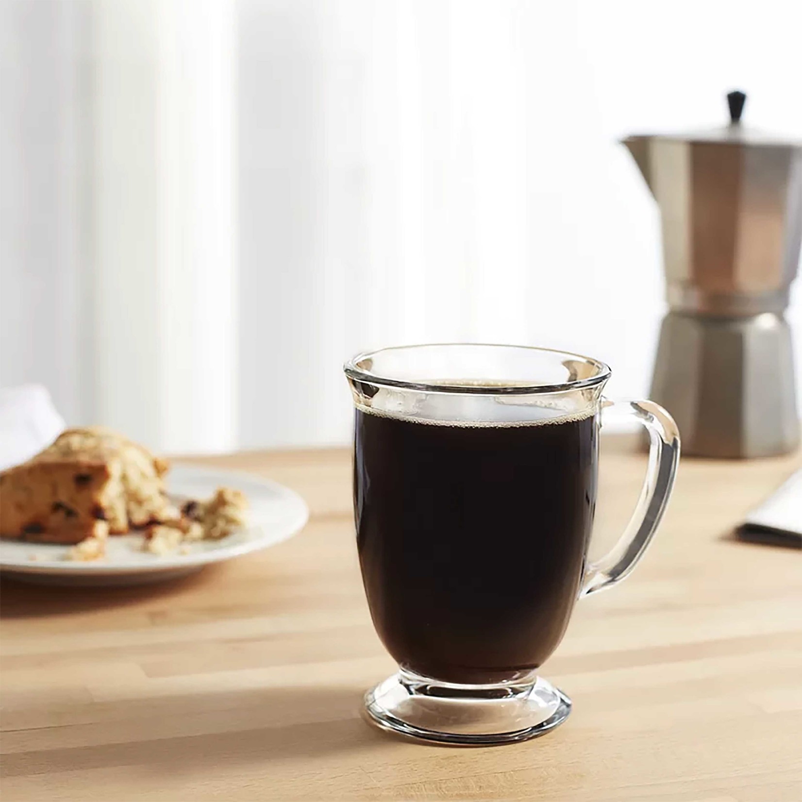 Set of 2 Barista Coffee Glass  Footed Mug 465mL
