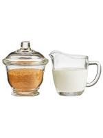 Set of 2 Transparent Glass Sugar and Cream Jars