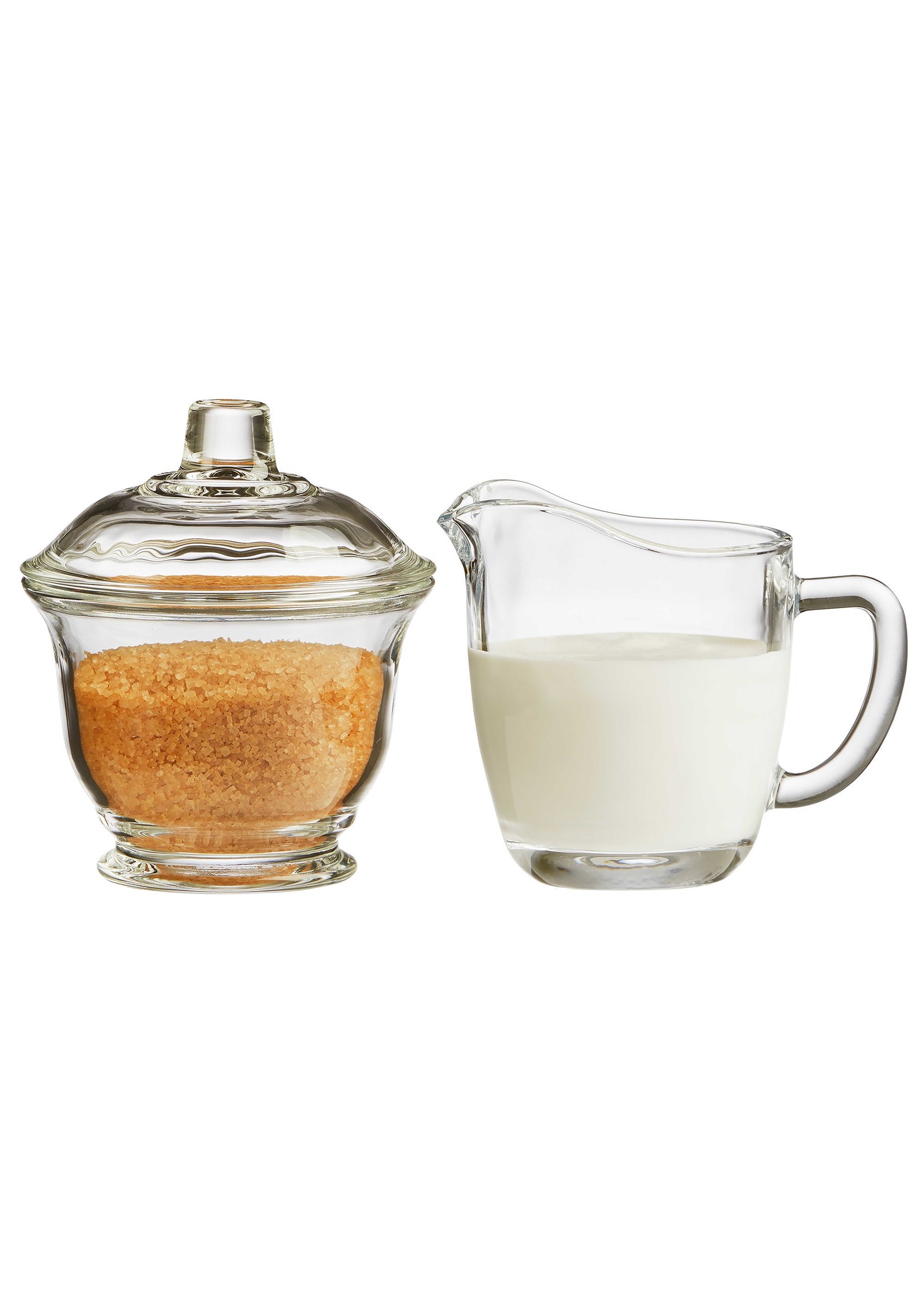 Ensemble de 2 Pots à Sucre et à Crème en Verre Transparent