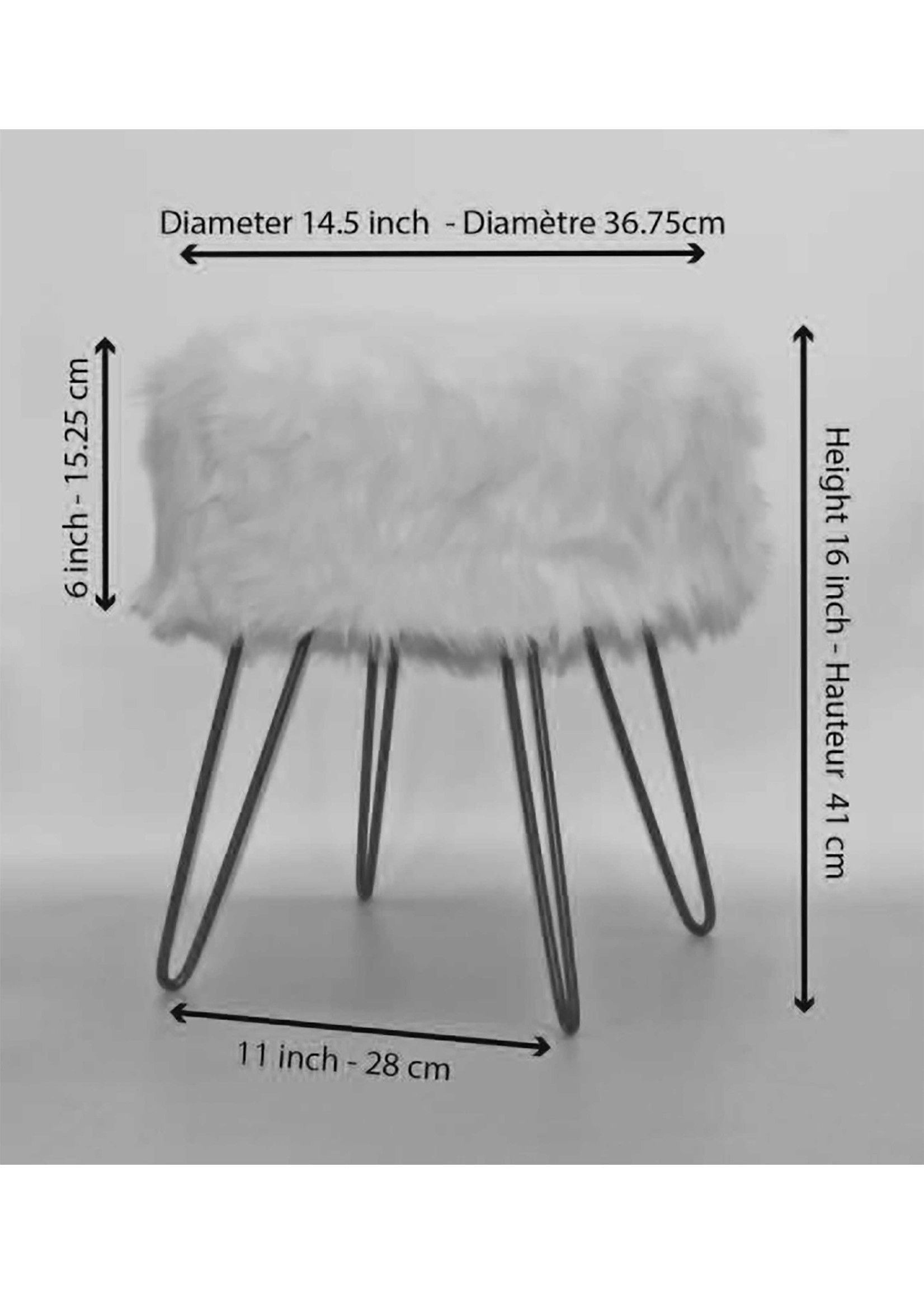 ITY INTERNATIONAL White Shaggy Pouf Footstool