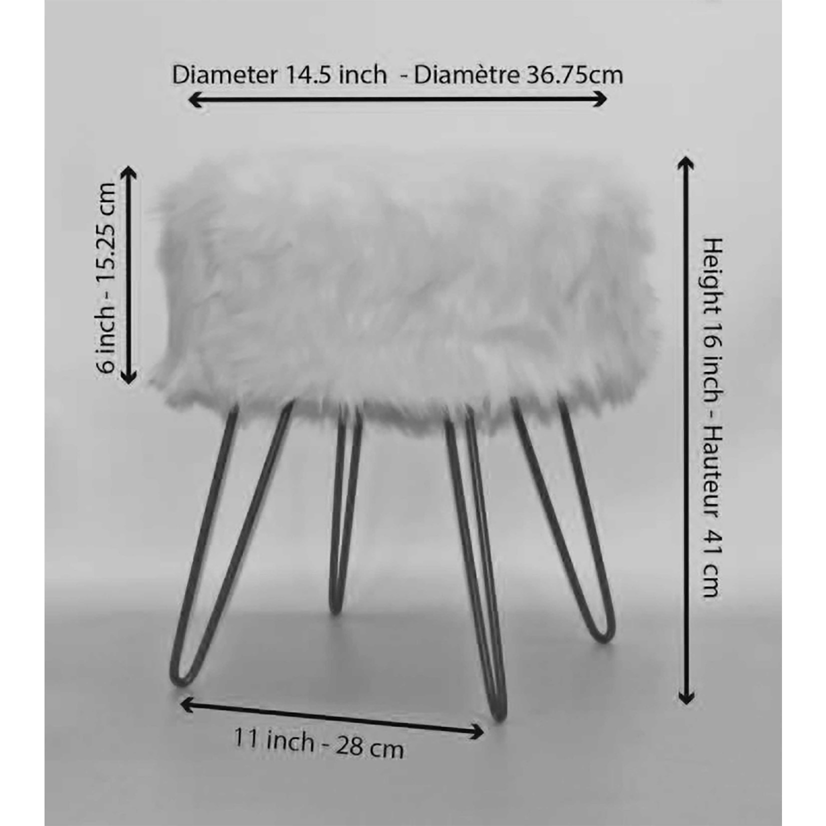 ITY INTERNATIONAL Grey Shaggy Pouf Footstool