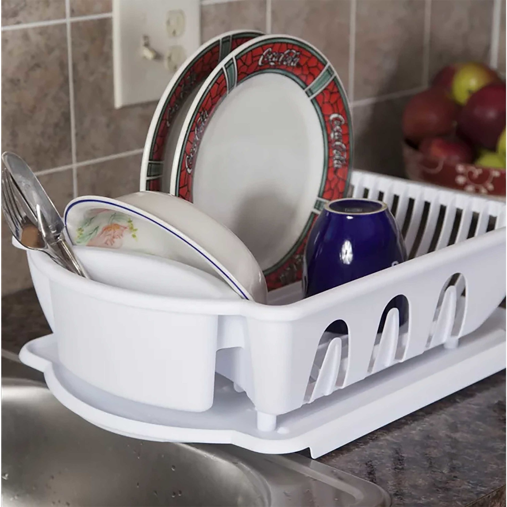 Modern Houseware STERILITE Grand Égouttoir à Vaisselle avec Plateau Blanc