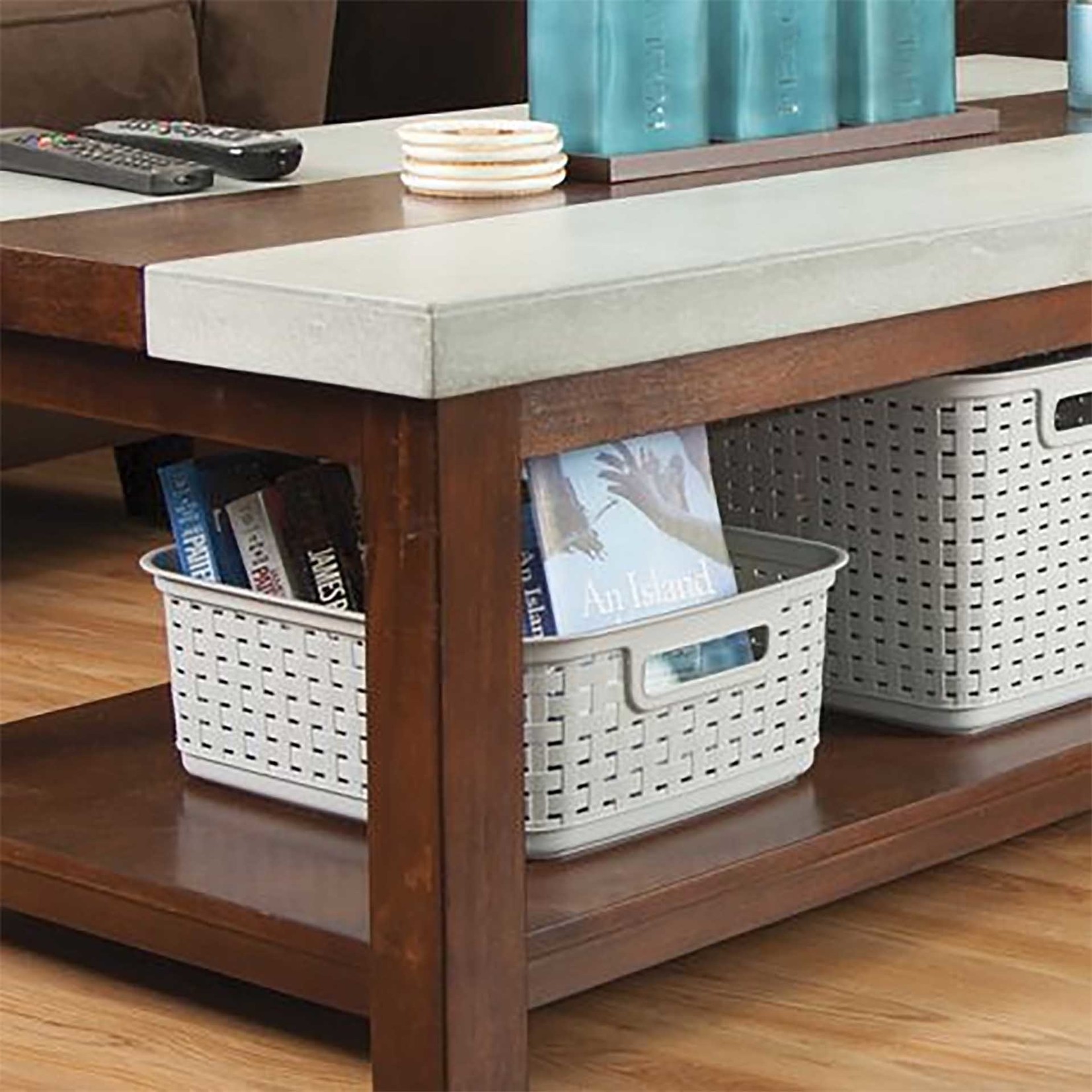 B2 FASHIONS INC Sterilite Short Weave Grey Cement Basket
