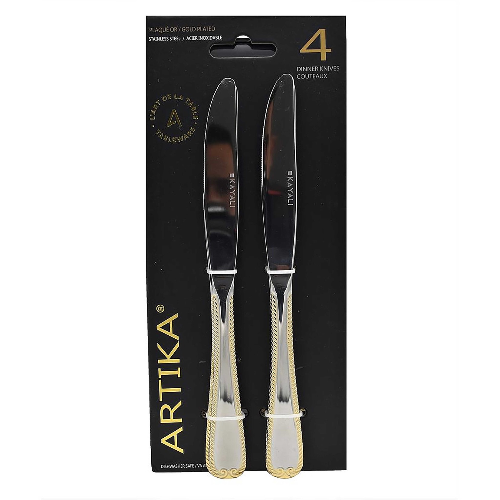 KAYALI Artika Lot de 4 Couteaux à Dîner en Or