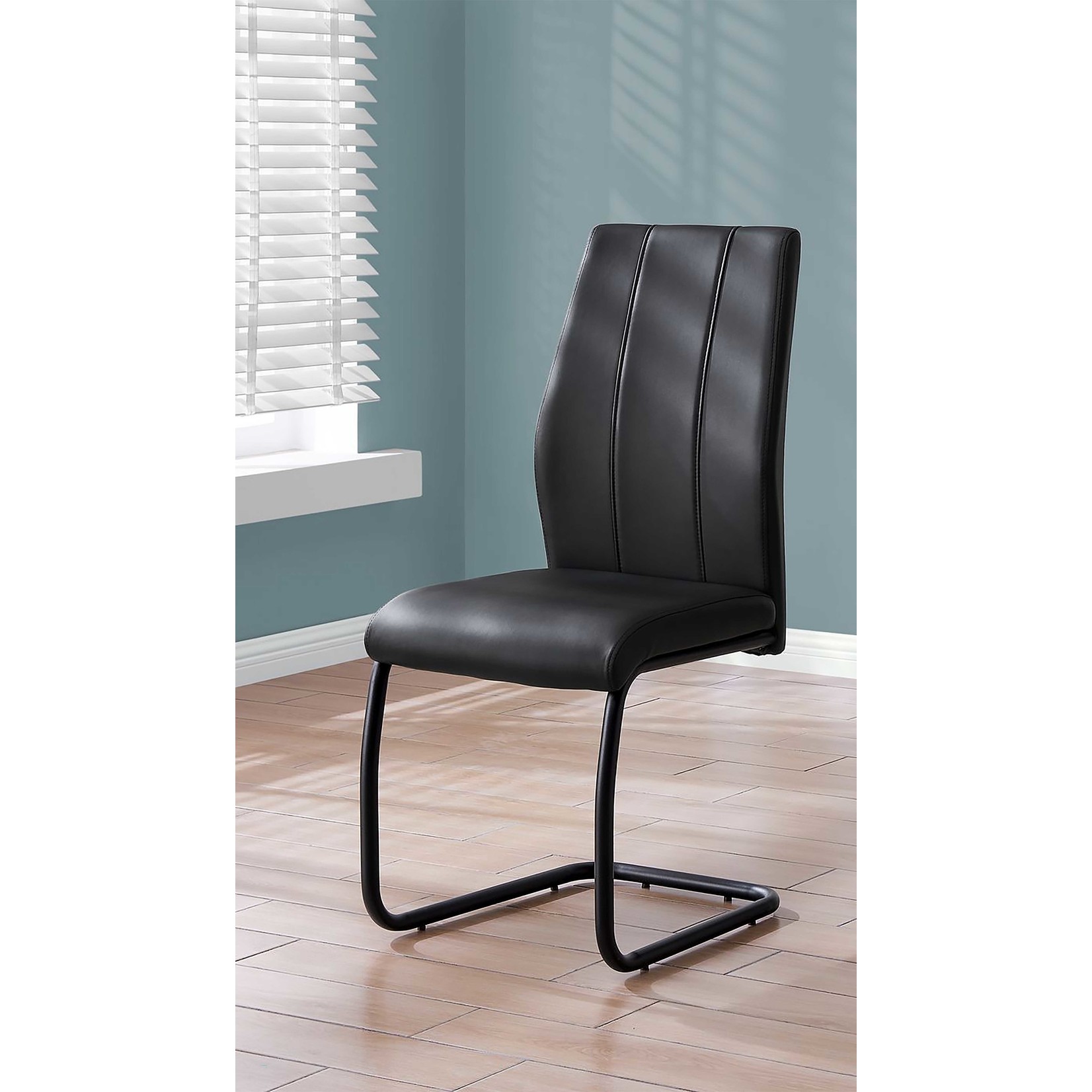 1 Chaise de Salle à Manger - Tissu Noir / Métal Noir