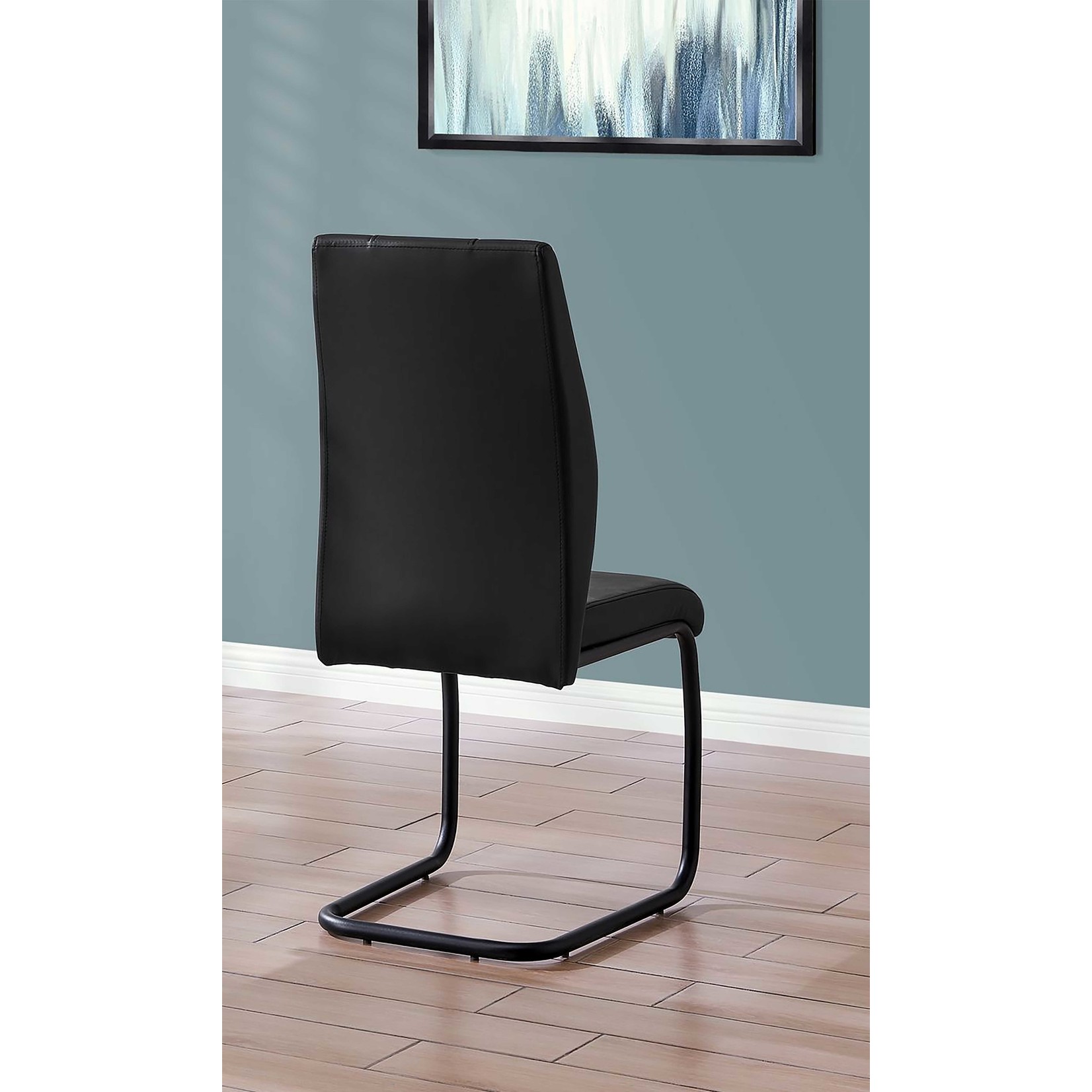 1 Chaise de Salle à Manger - Tissu Noir / Métal Noir