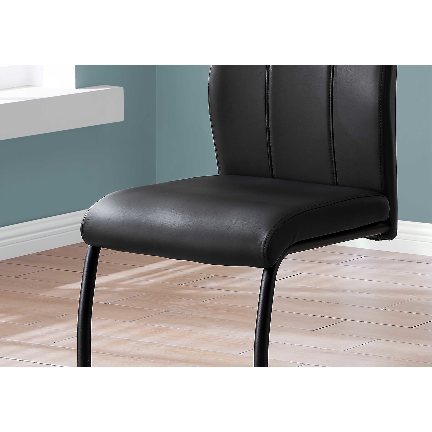 1 Chaise de Salle à Manger - Tissu Noir / Métal Noir