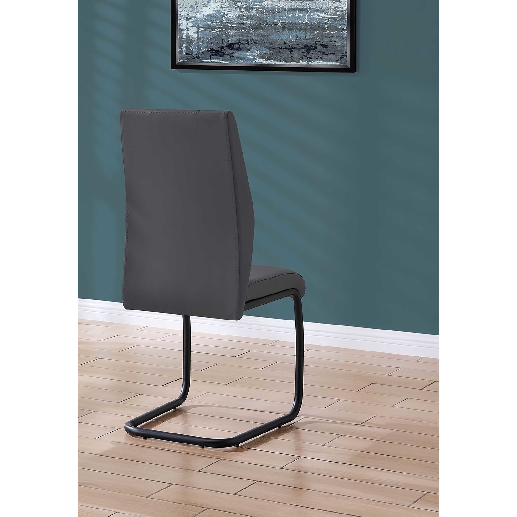 1 Dining Chair - Grey Fabric / Black Metal