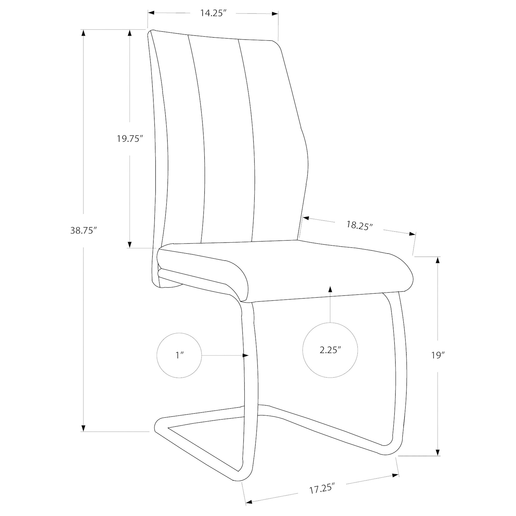 1 Dining Chair - Grey Fabric / Black Metal