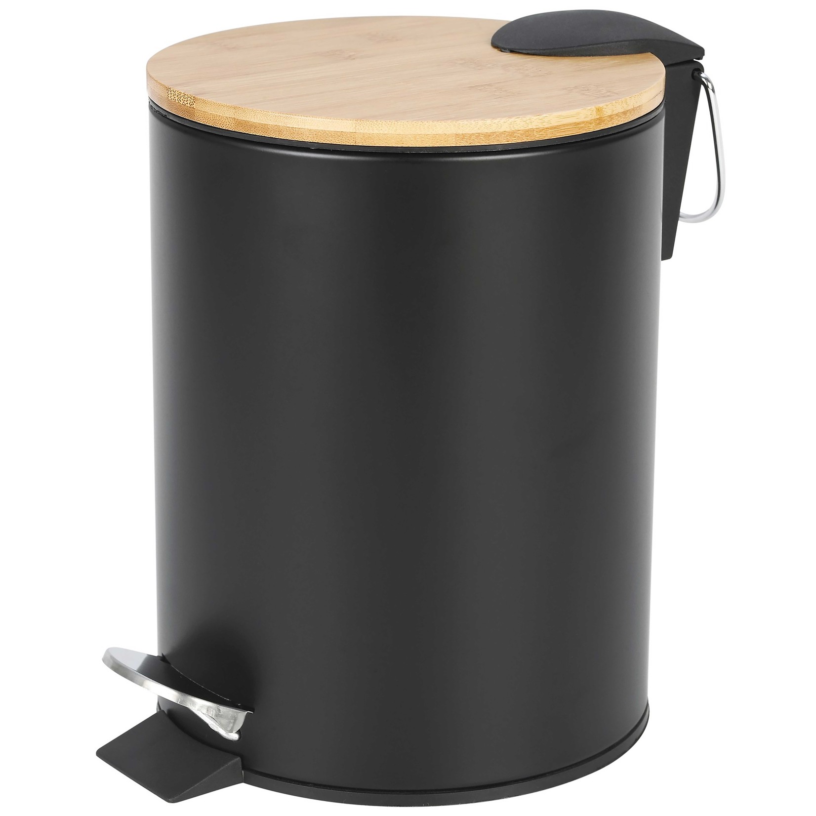 ITY INTERNATIONAL 5L Round Stainless Steel Step on Can, Bamboo