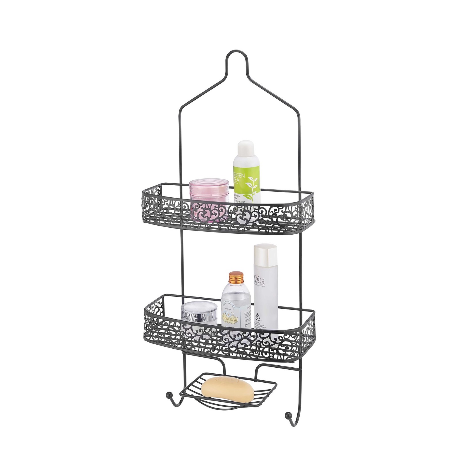 ITY INTERNATIONAL Floral Design Black Shower Caddy