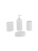 ITY INTERNATIONAL 4 Piece White Ceramic Diamond Bathroom Set