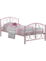 Bed - Twin Size / Pink Metal Frame