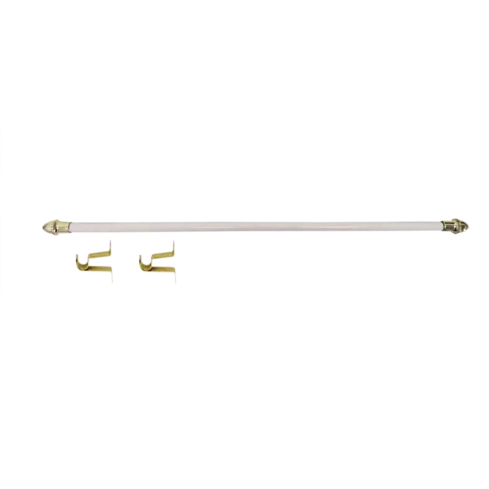 5/8 inch Diameter Cafe Rod in White with Gold End caps