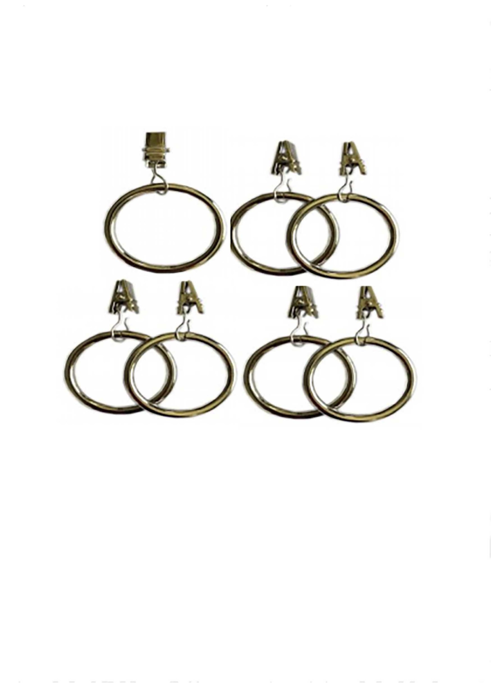 Set of 7 Ring Clips Brushed Nickel 40mm Diameter