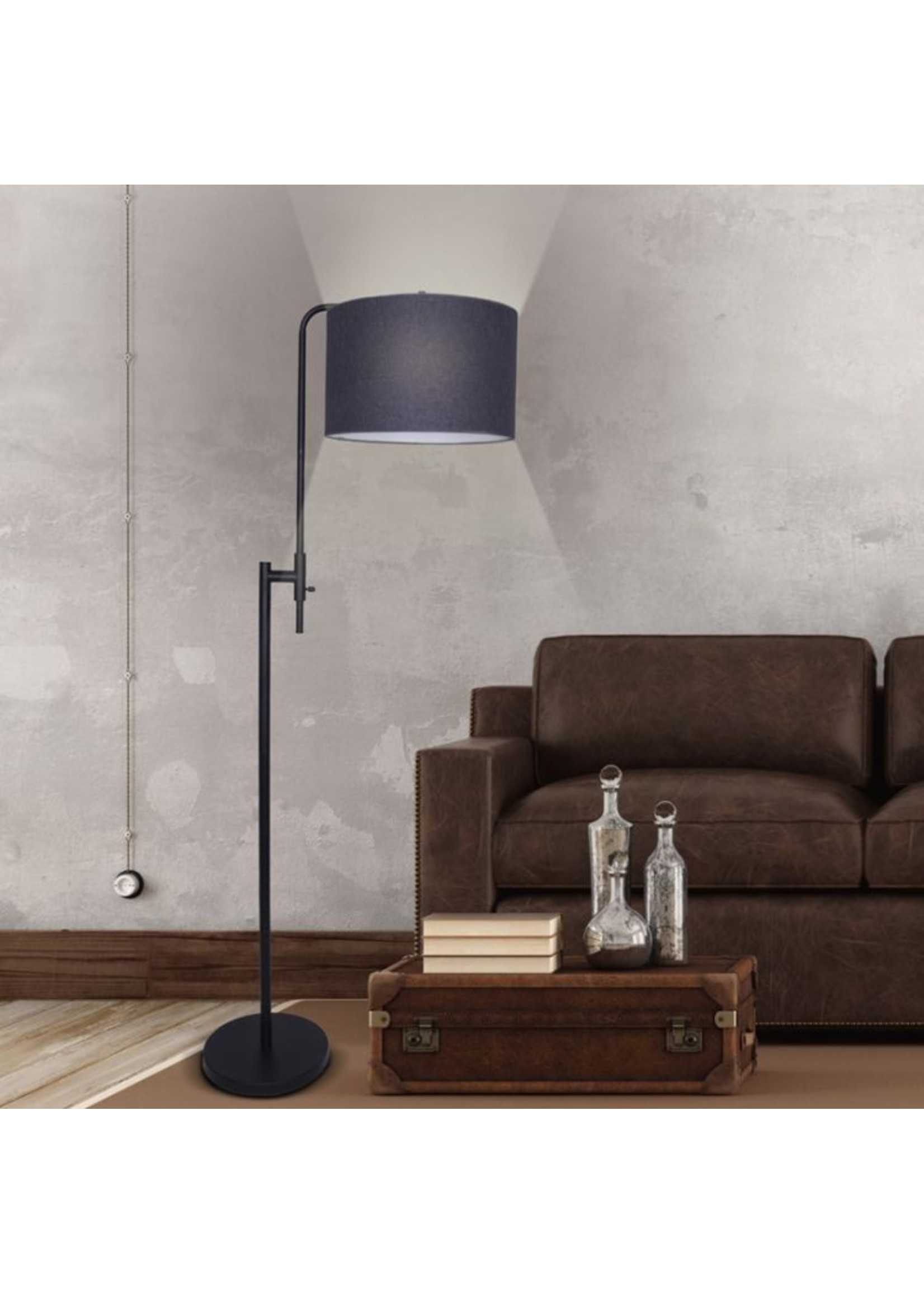 Metal Adjustable Floor Lamp, Drak Grey Shade