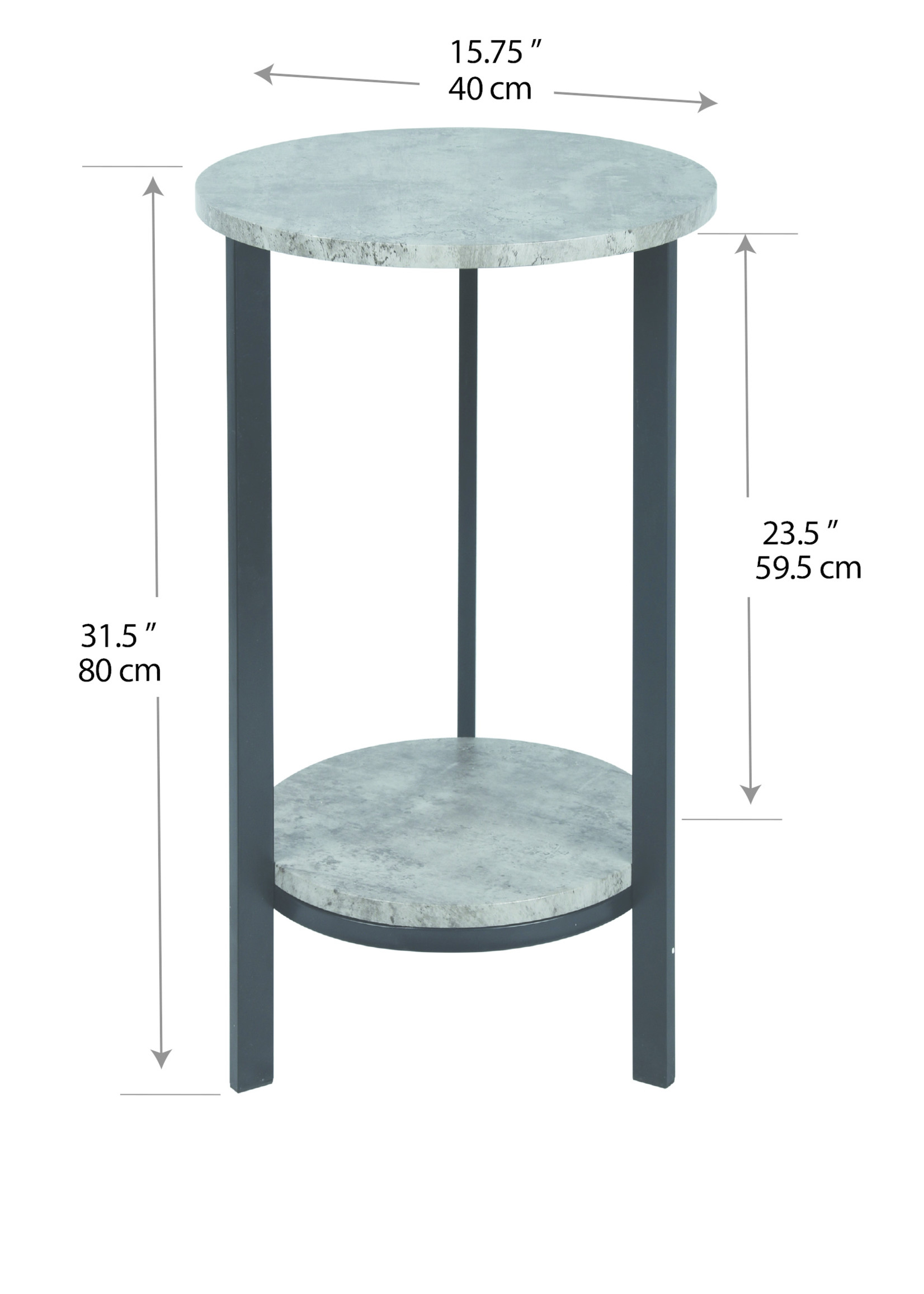 ITY INTERNATIONAL Grey Cement Look Accent Table, Plant Stand Pedestal, Round 32-inch