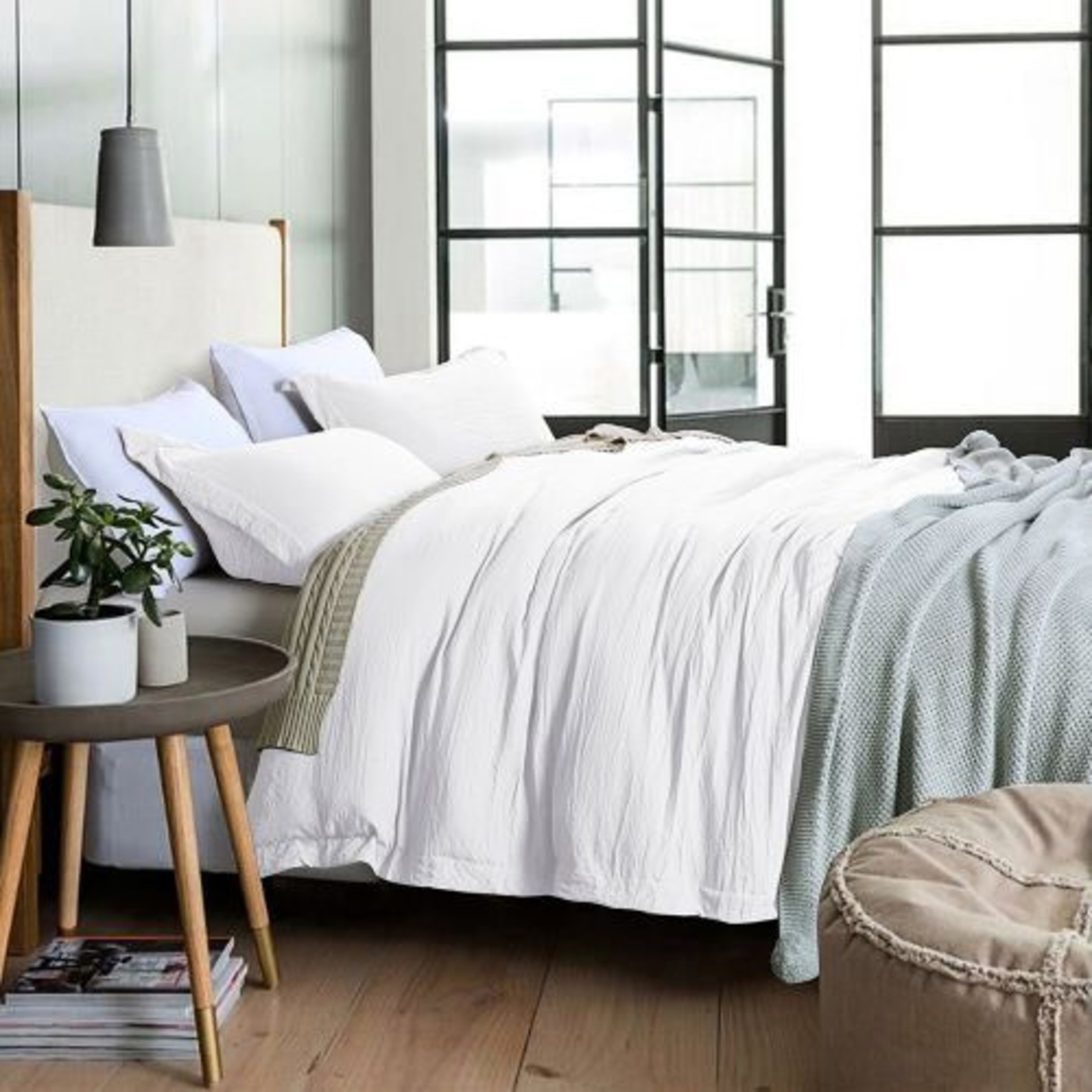 White Stone Washed Duvet Cover Set