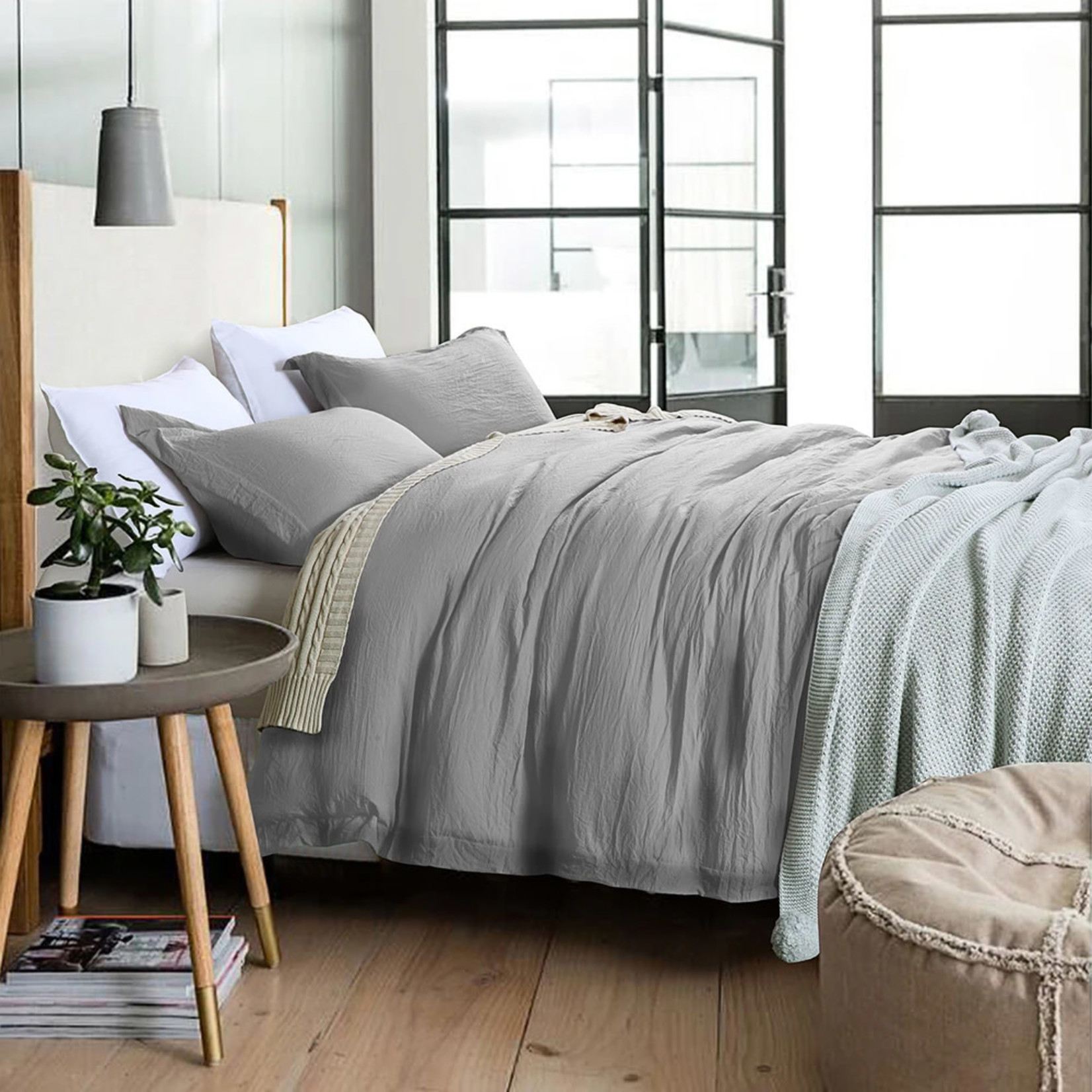 Grey Stone Washed Duvet Cover Set