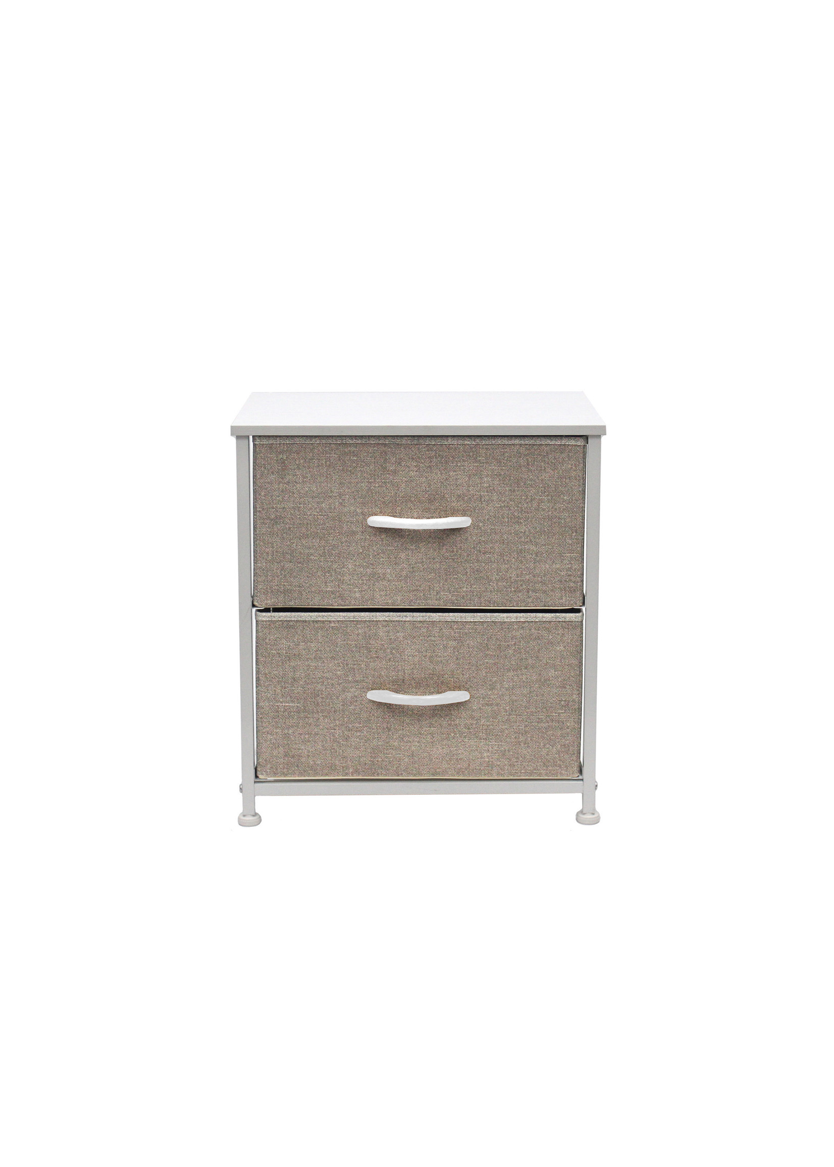 2 DRAWER SIDE TABLE, TAUPE/WHITE