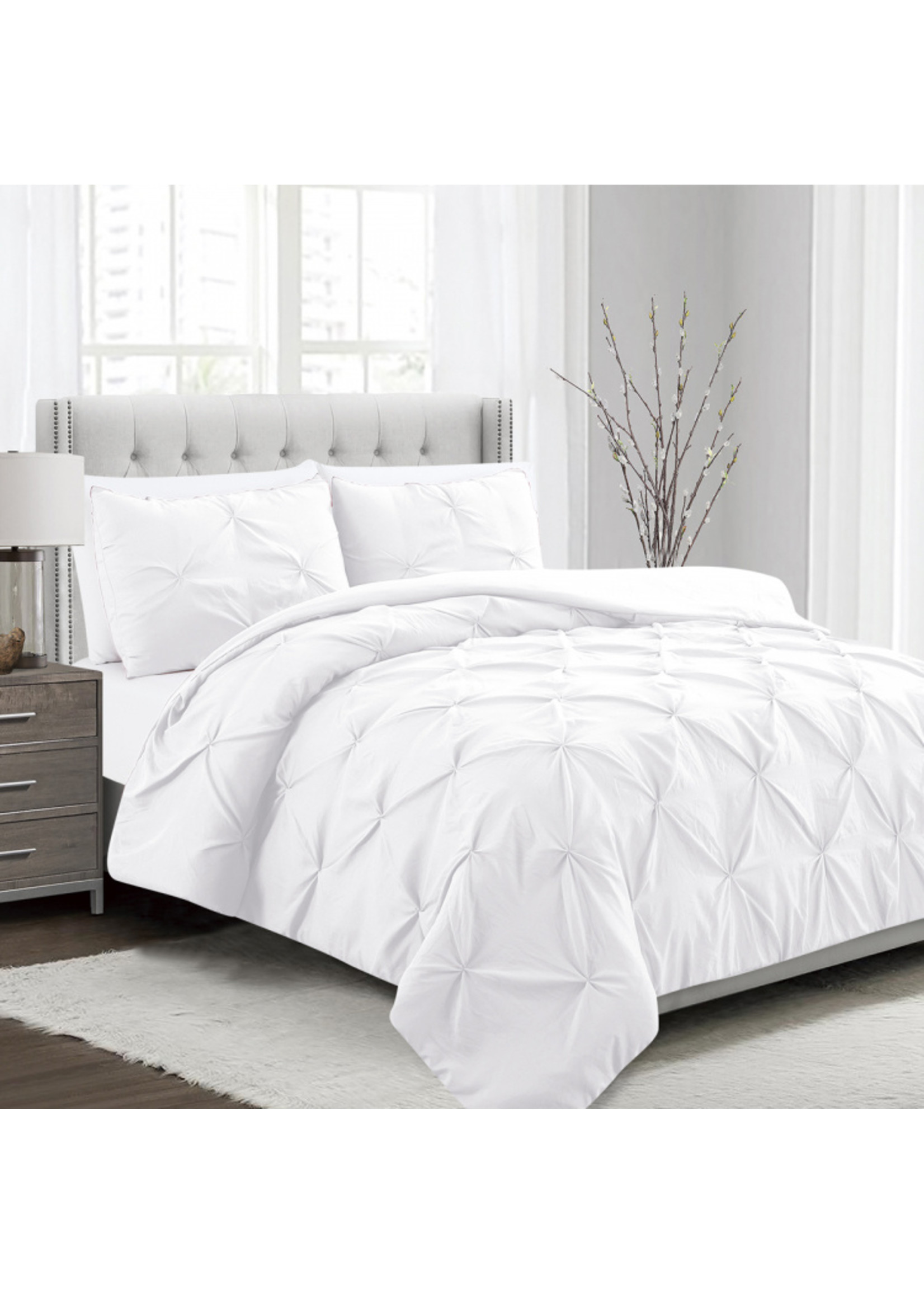 white ruched duvet cover