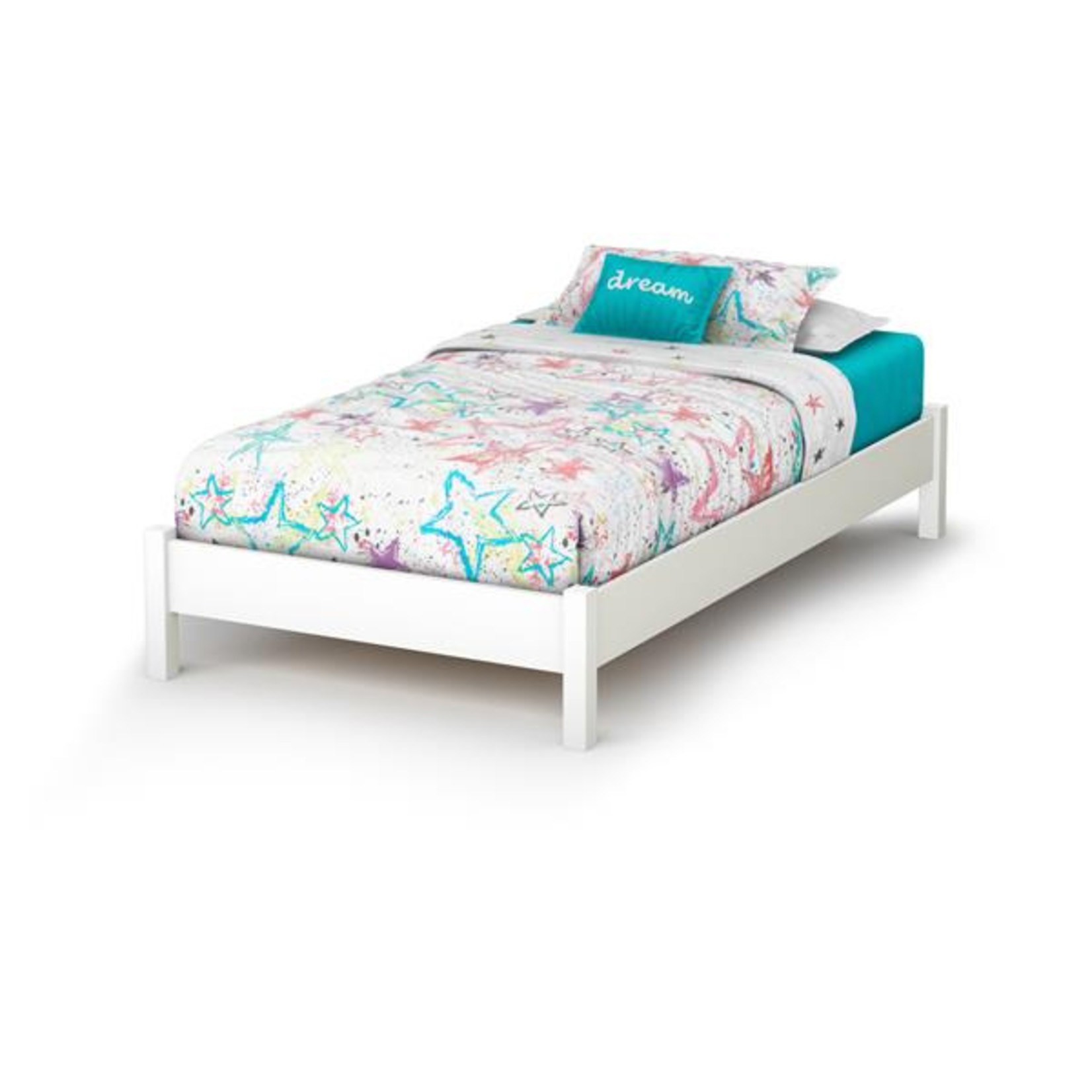 SOUTH SHORE TWIN WHITE PLATFORM BED