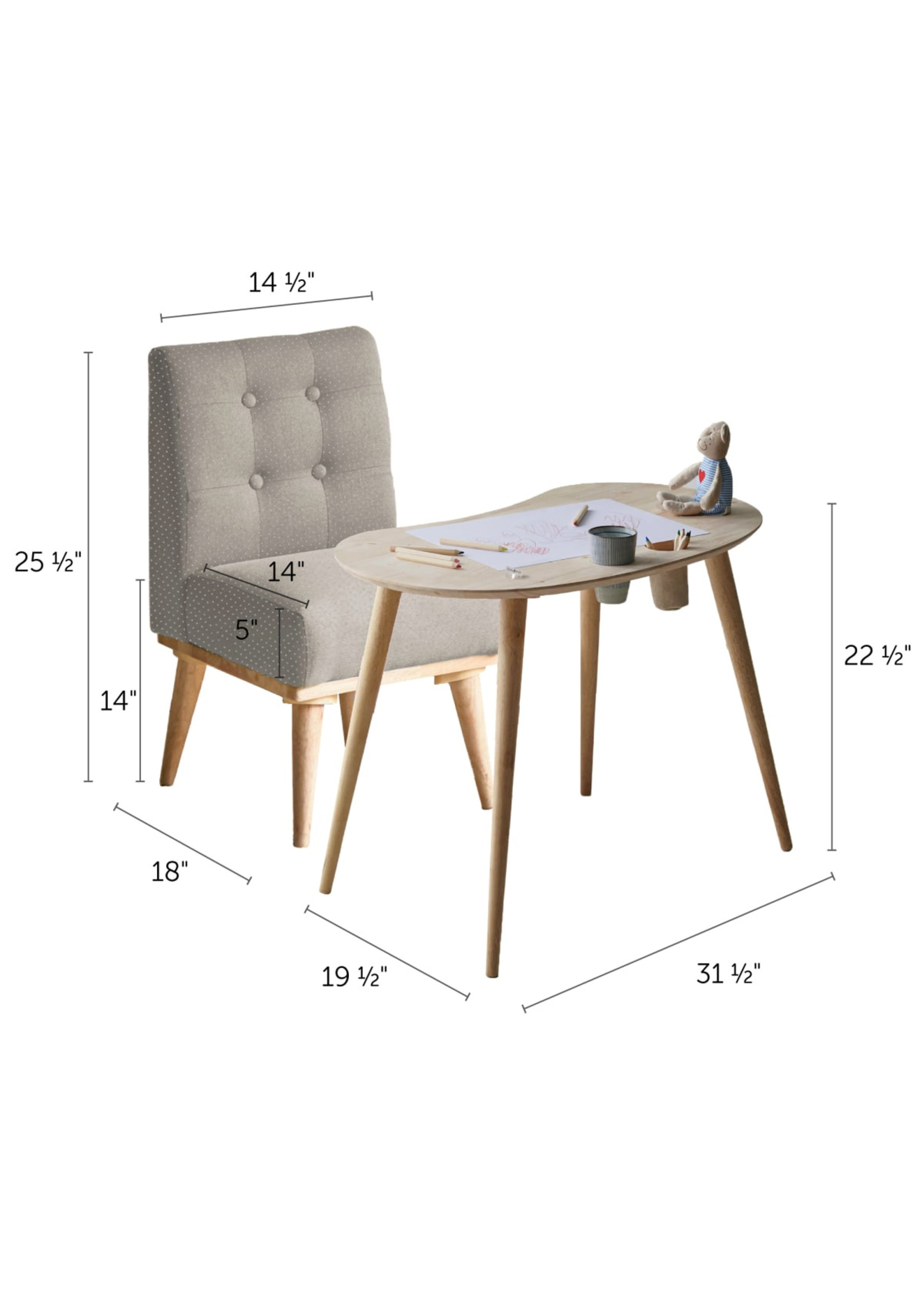 SOUTH SHORE Sweedi Solid Wood Kids Table & Chair Set, Gray