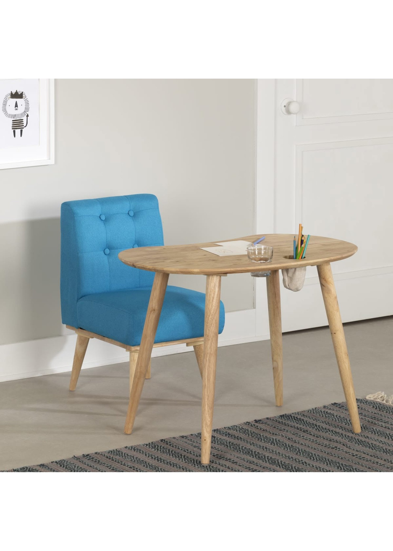 SOUTH SHORE Sweedi Solid Wood Kids Table & Chair Set, Blue