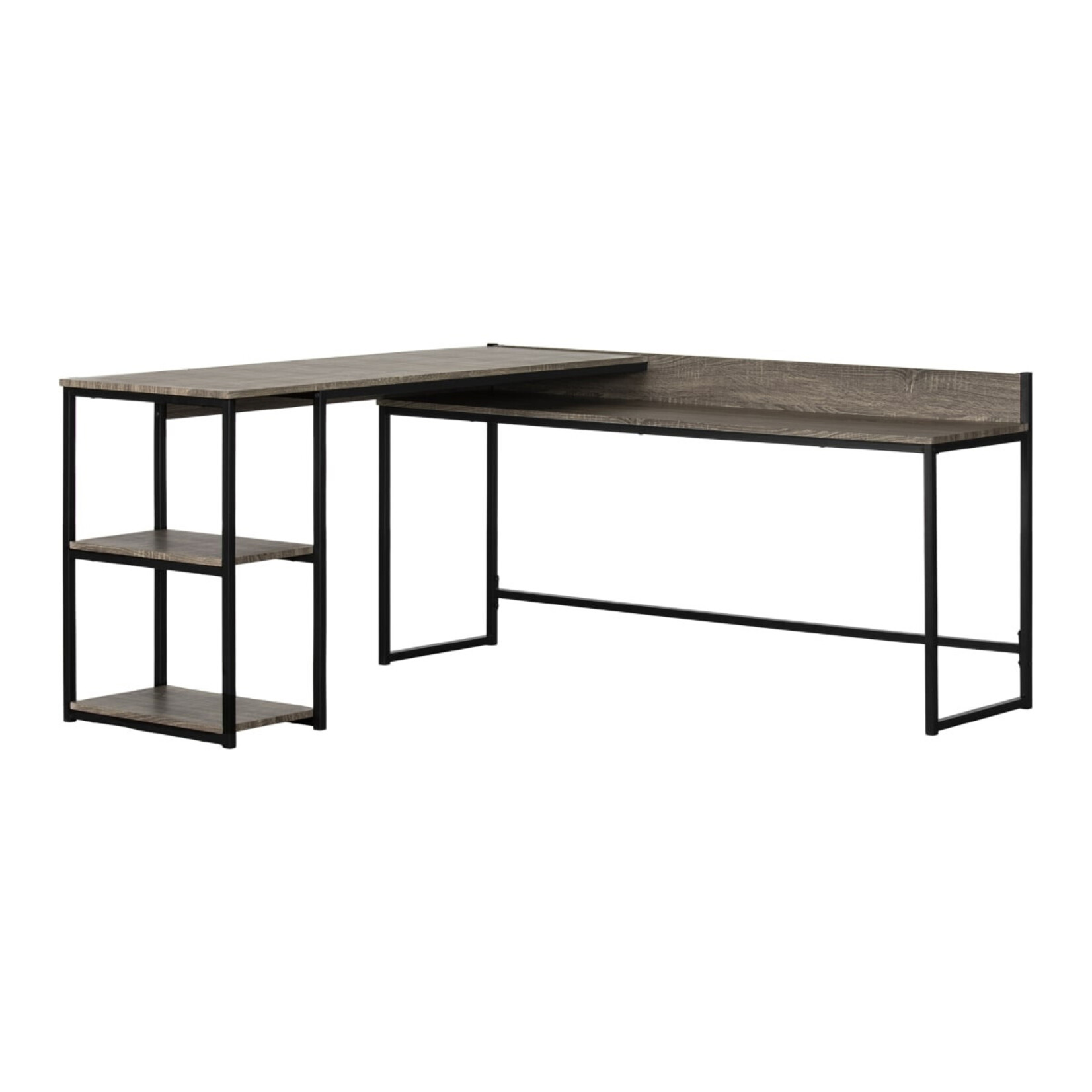 SOUTH SHORE Evane L-Shaped Desk, Ash Oak