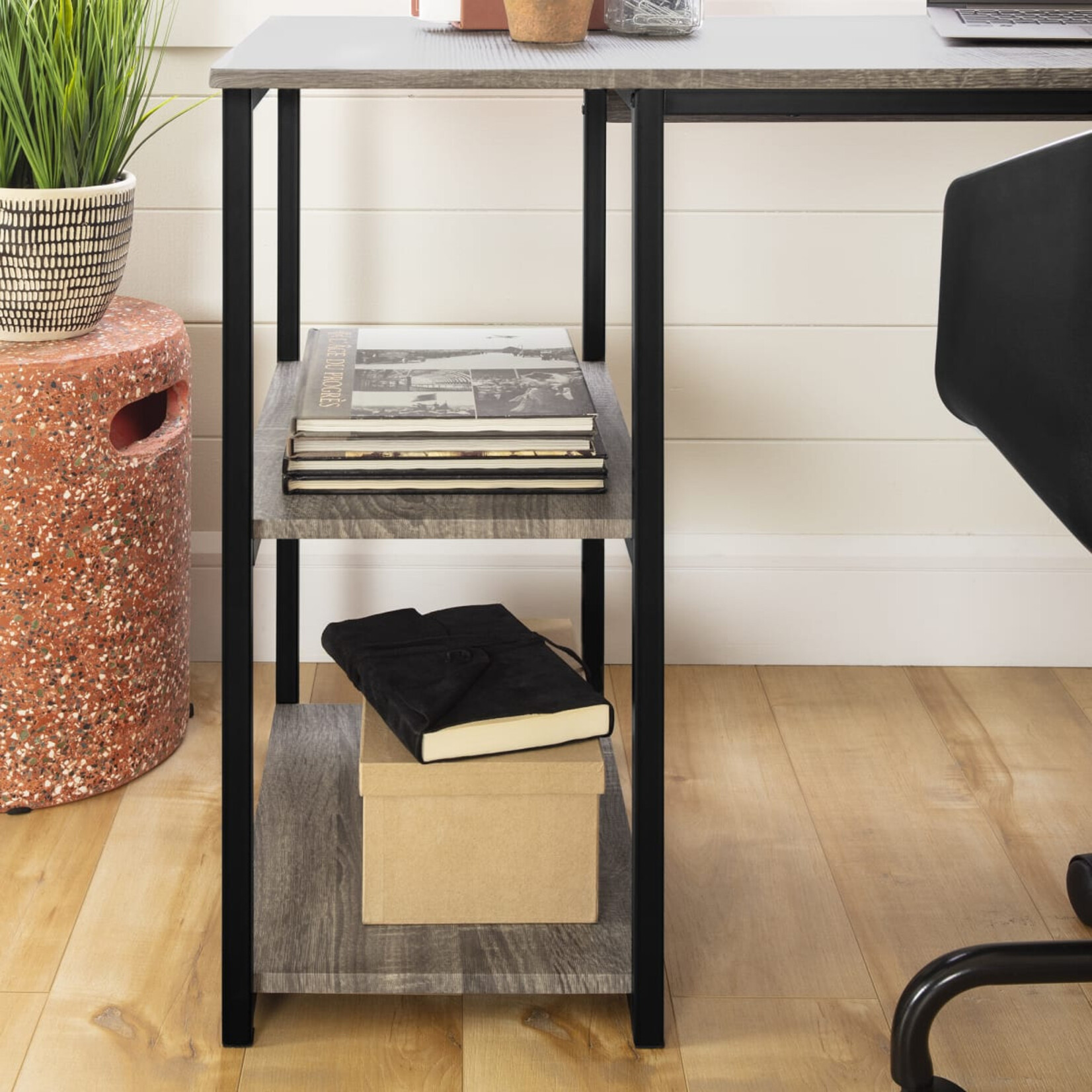 SOUTH SHORE Evane L-Shaped Desk, Ash Oak