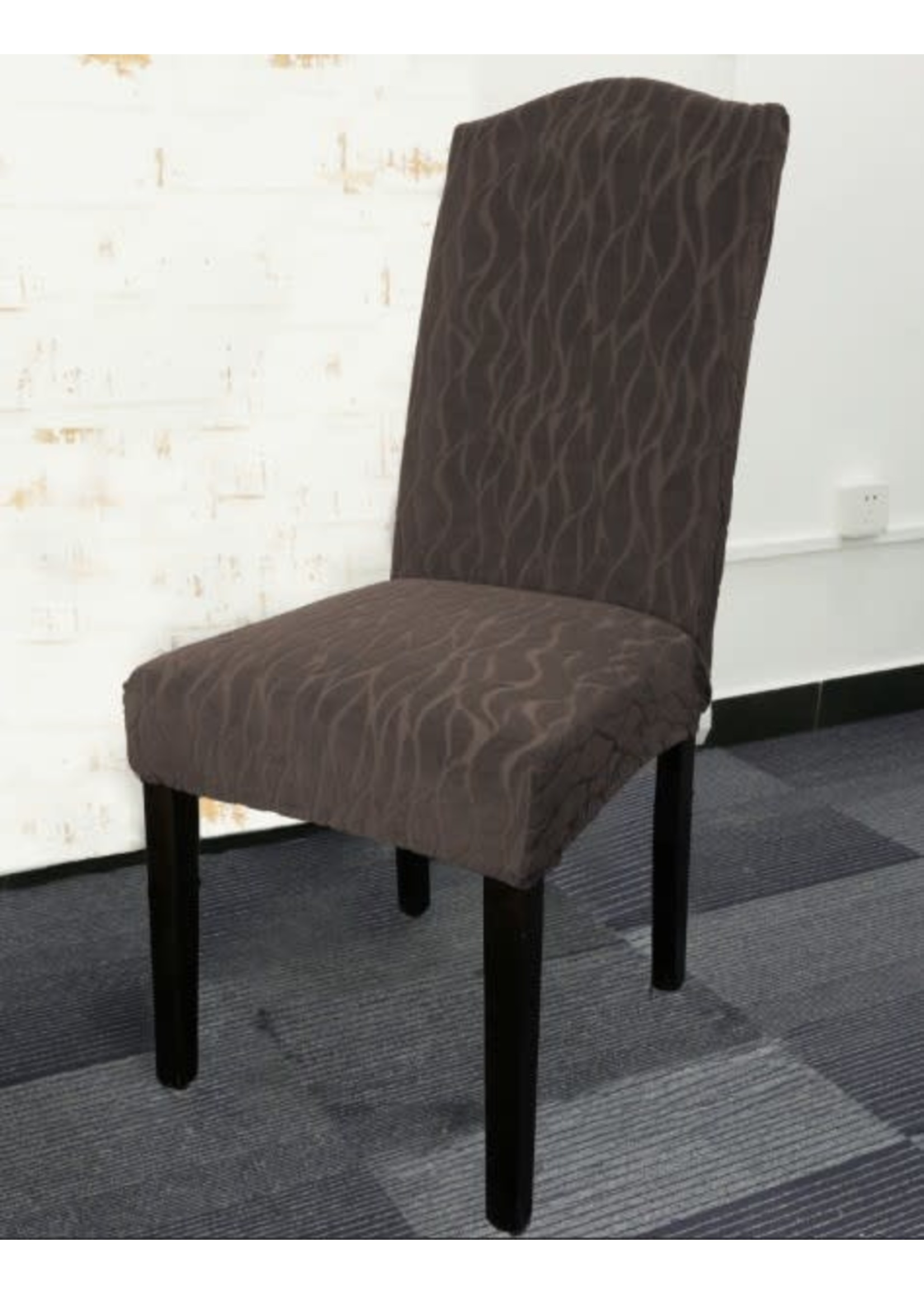 DINING CHAIR STRETCH SLIPCOVER BROWN