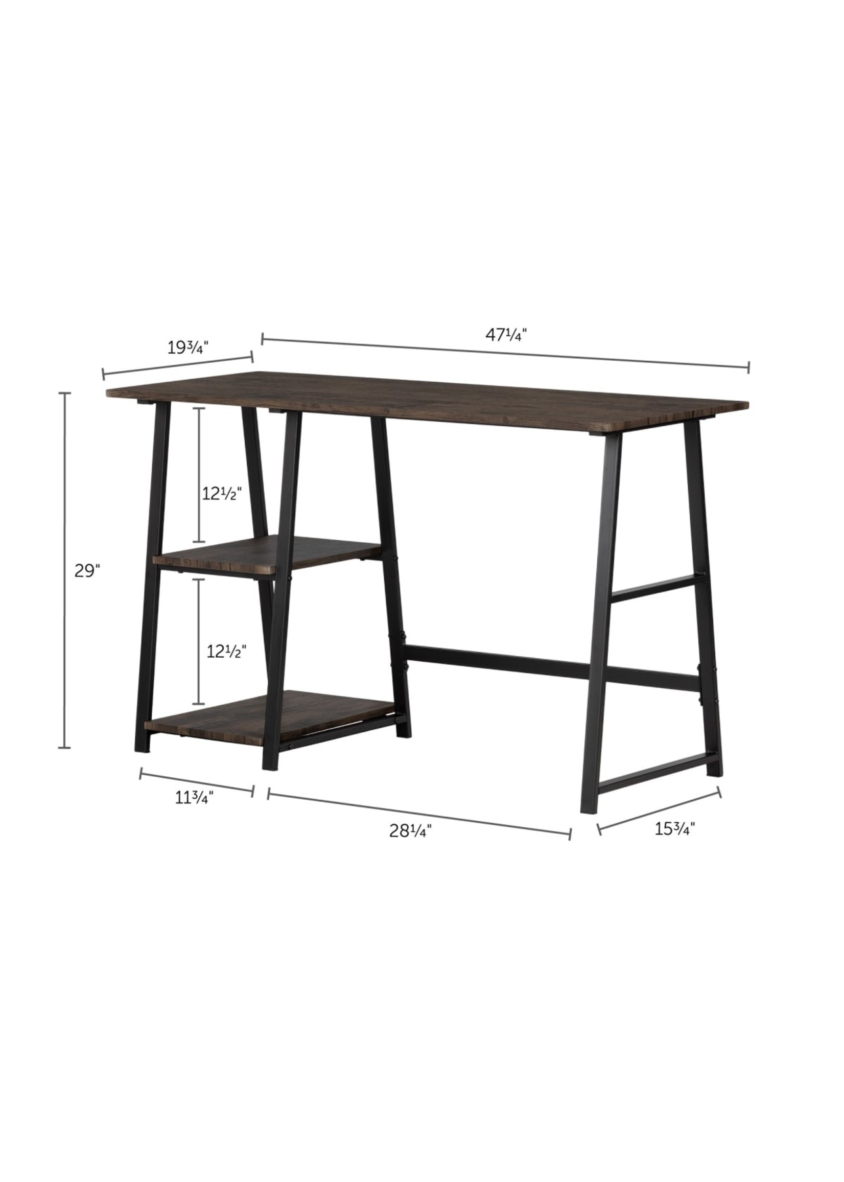 SOUTH SHORE Evane Industrial Desk with Storage Fall Oak