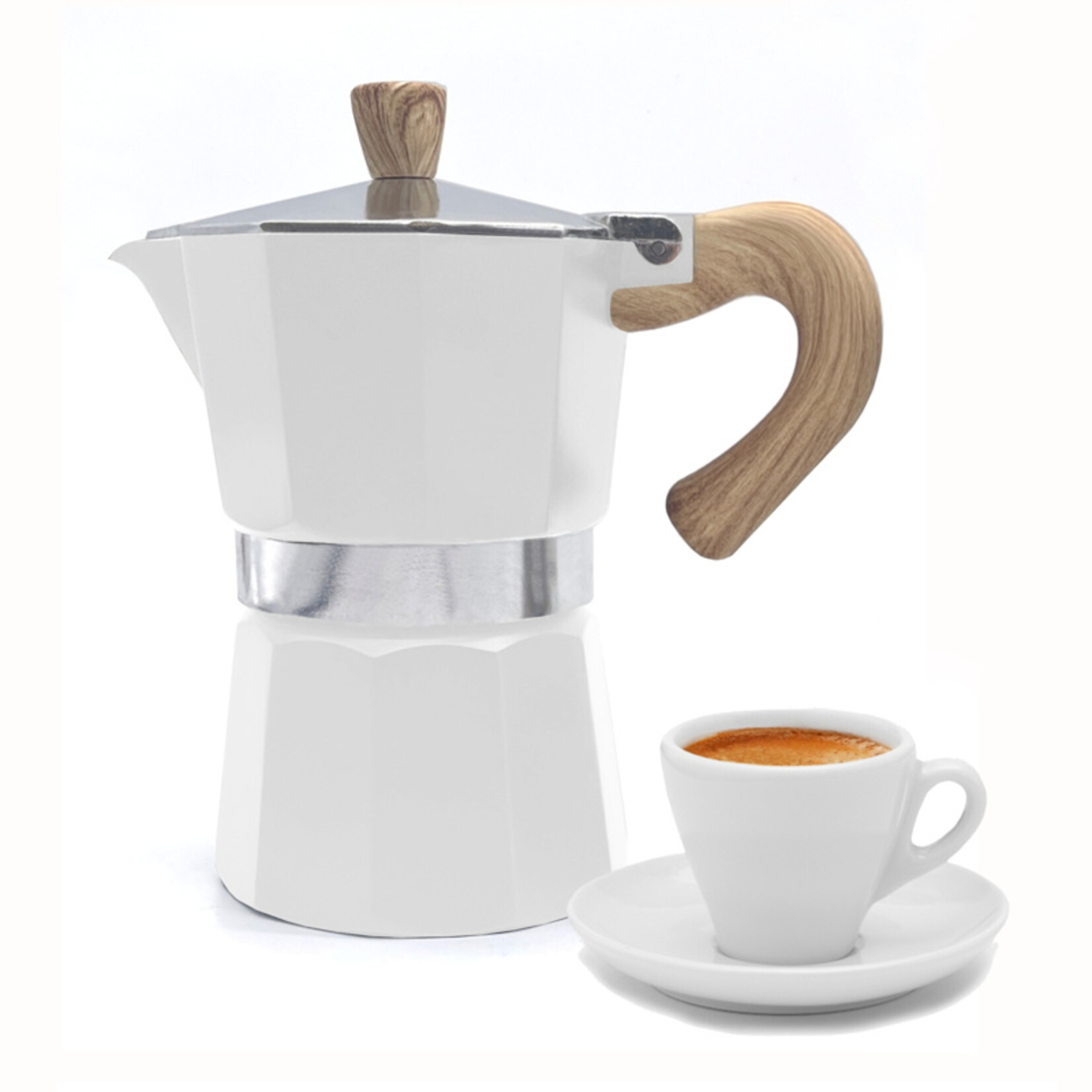 Danesco Cafetière à espresso 3 tasses, Blanc