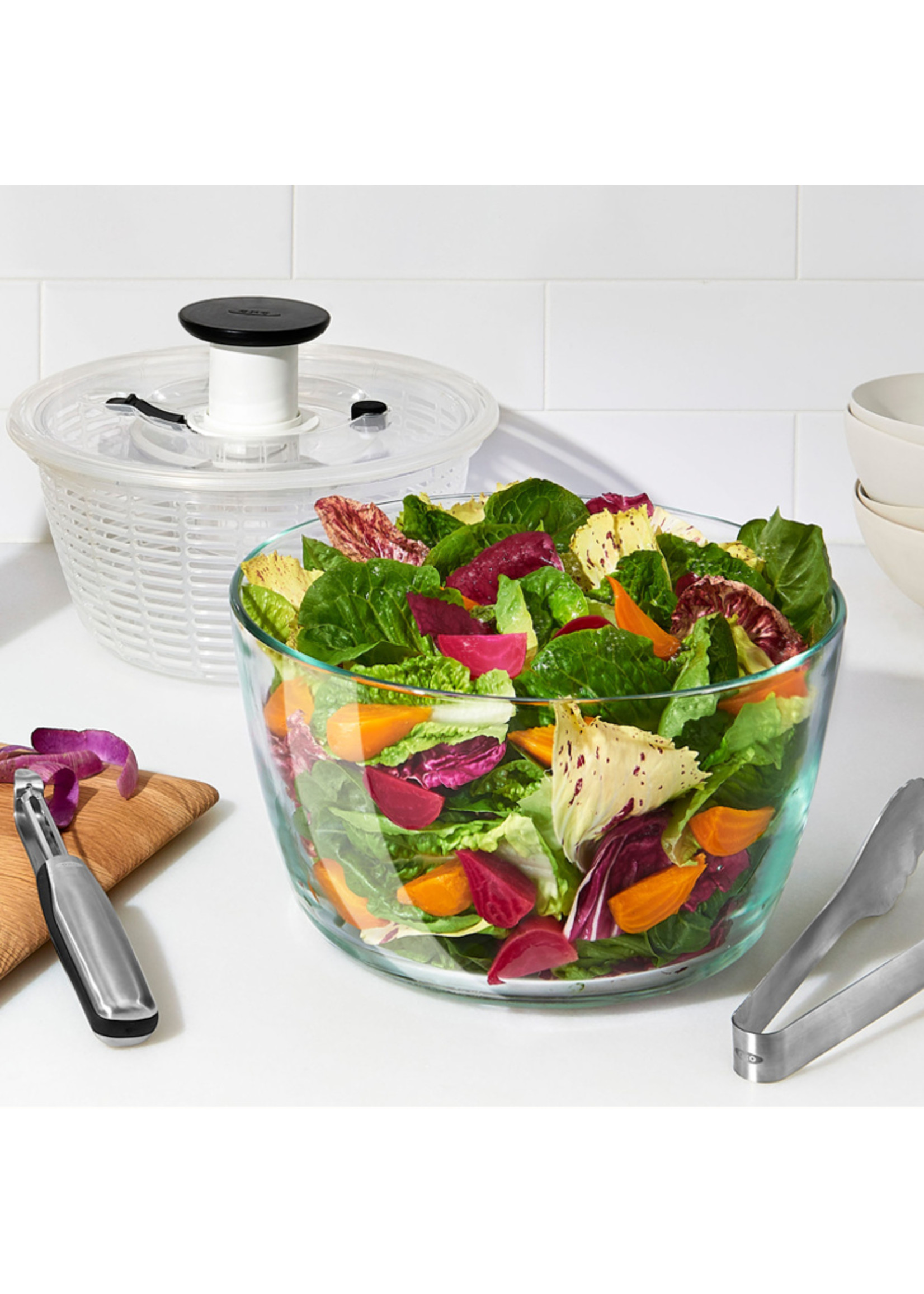 DANESCO GLASS SALAD SPINNER