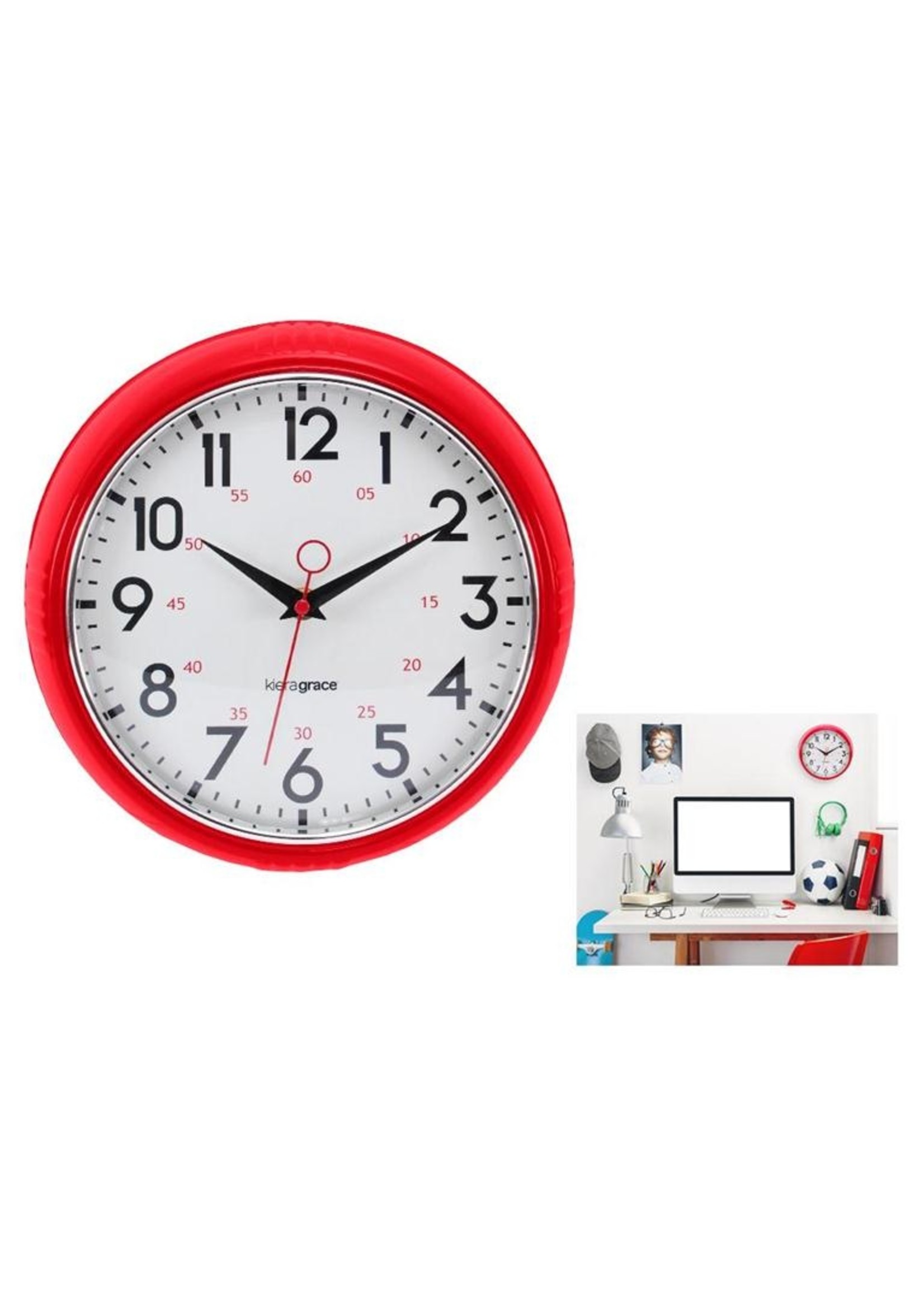 CTG BRANDS 9.5''  WALL CLOCK RED-RETRO
