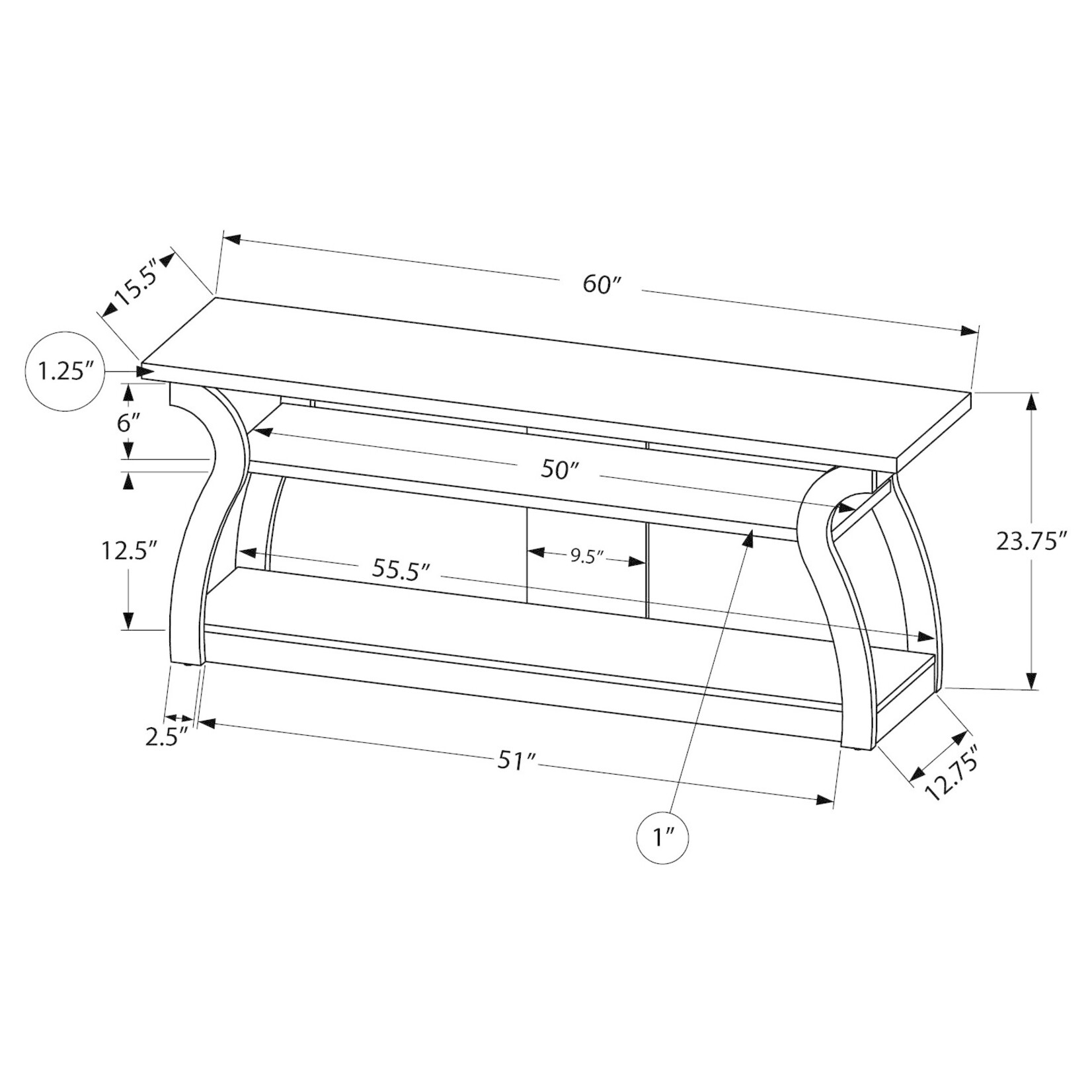 TV STAND - 60"L / WHITE