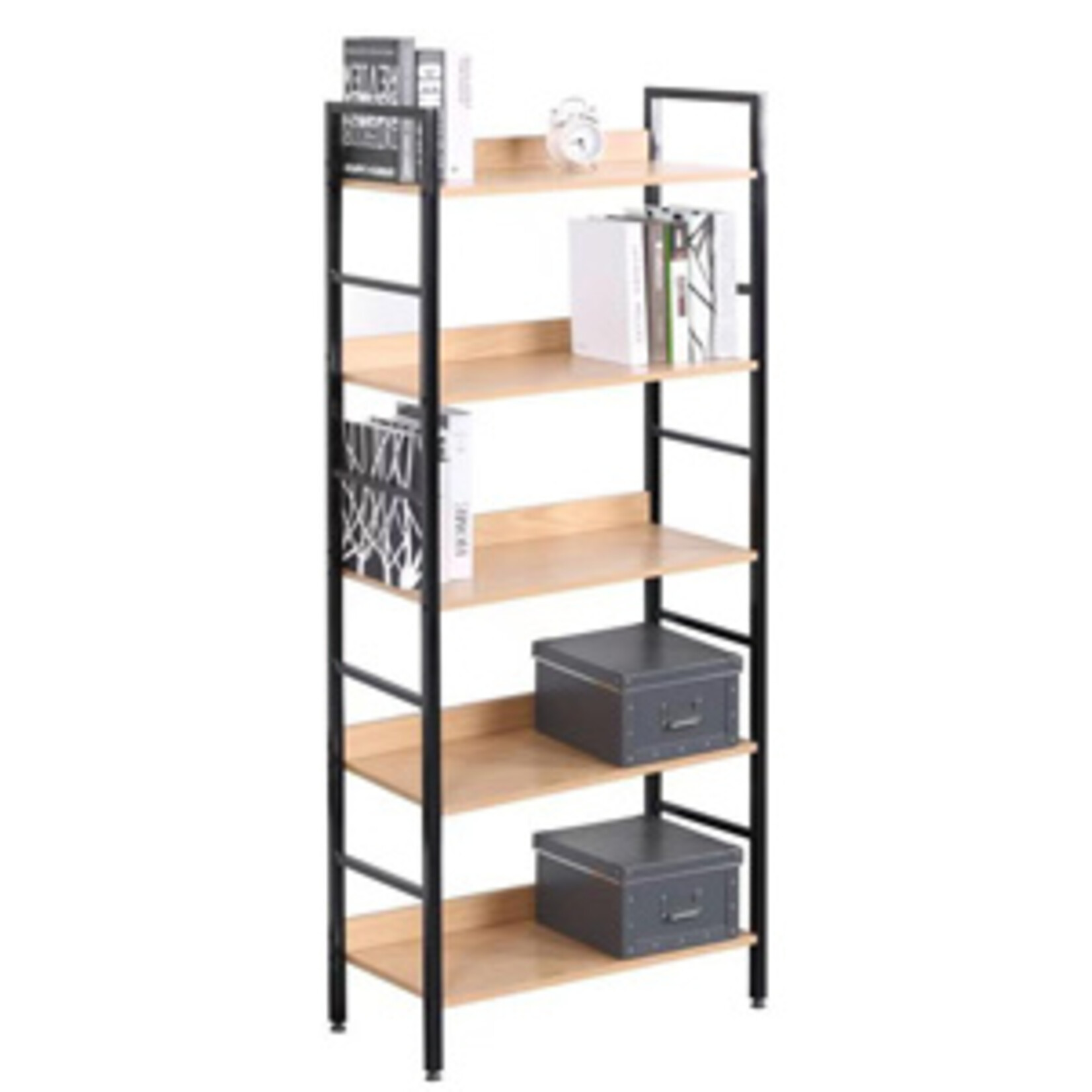 BIBLIOTHÈQUE BOIS/MÉTAL À 5 NIVEAUX