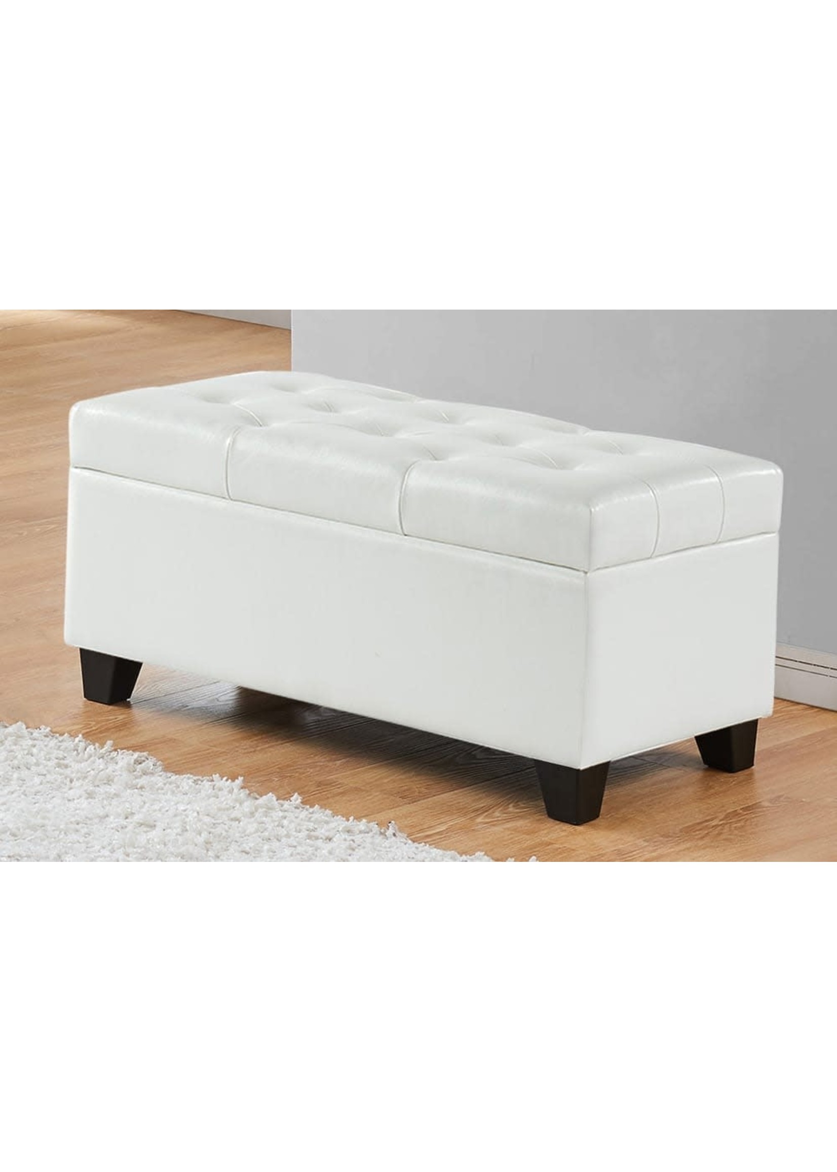 Banc de Rangement Ottoman en Similicuir Blanc