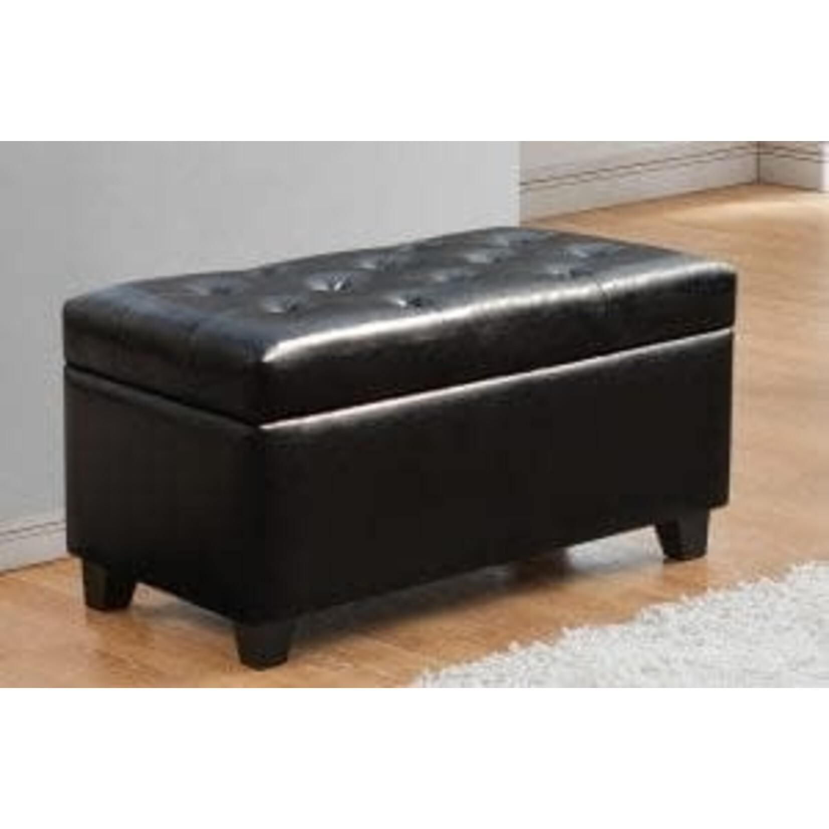 Banc de Rangement Ottoman en Similicuir Noir