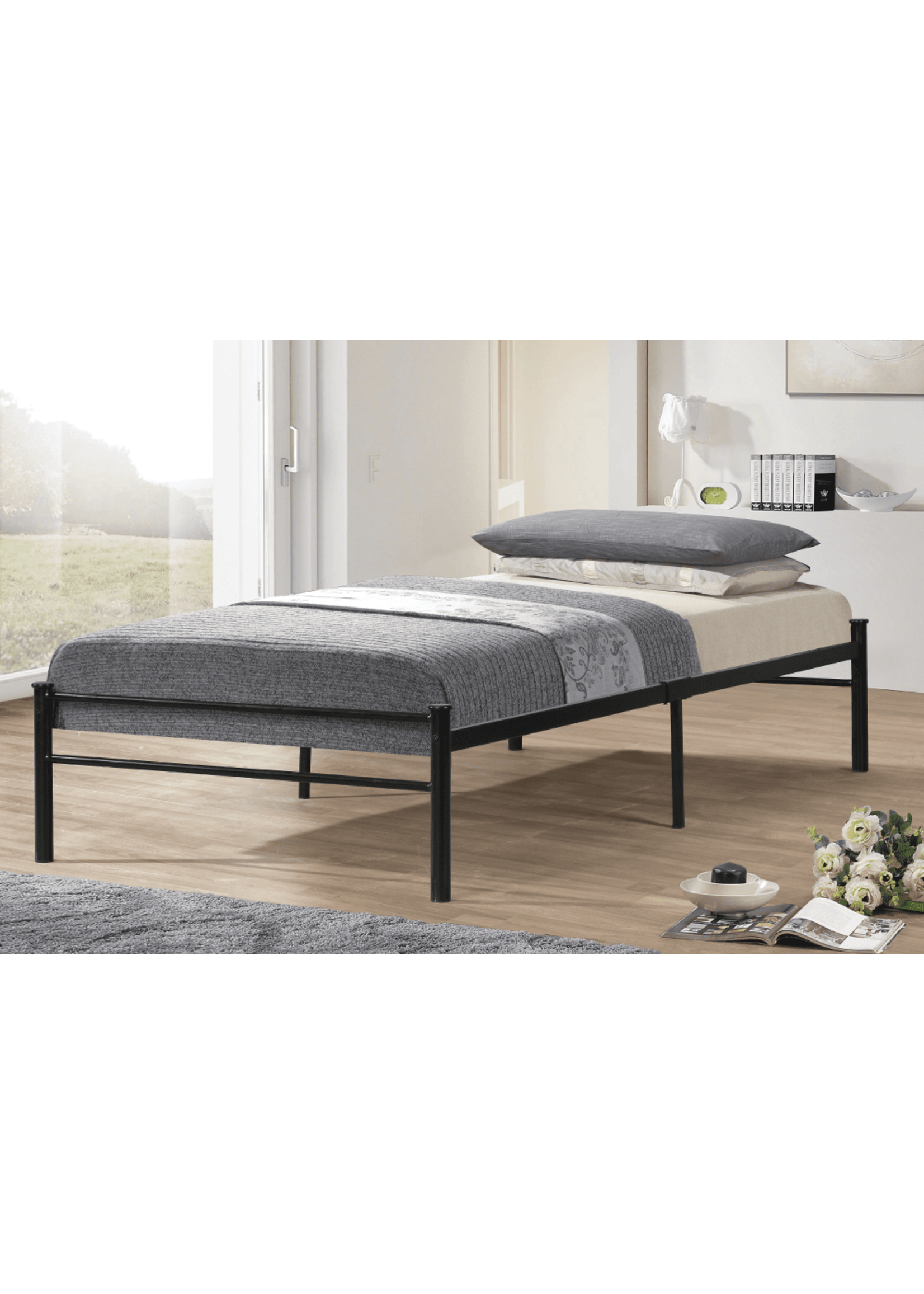 TWIN BLACK BED  METAL FRAME