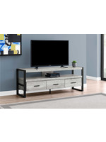 TV STAND - 60"L / GREY RECLAIMED WOOD-LOOK / 3 DRAWER