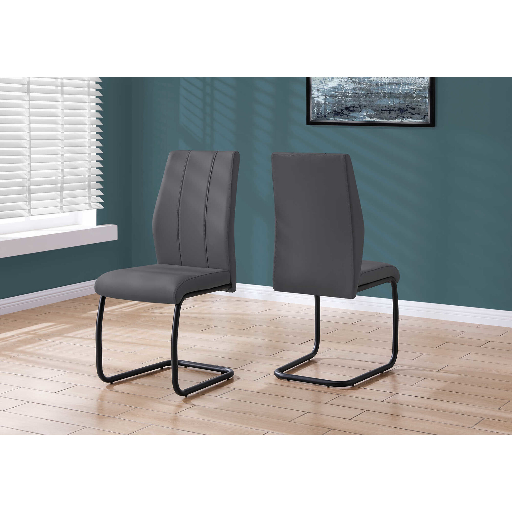 1 Dining Chair - Grey Fabric / Black Metal