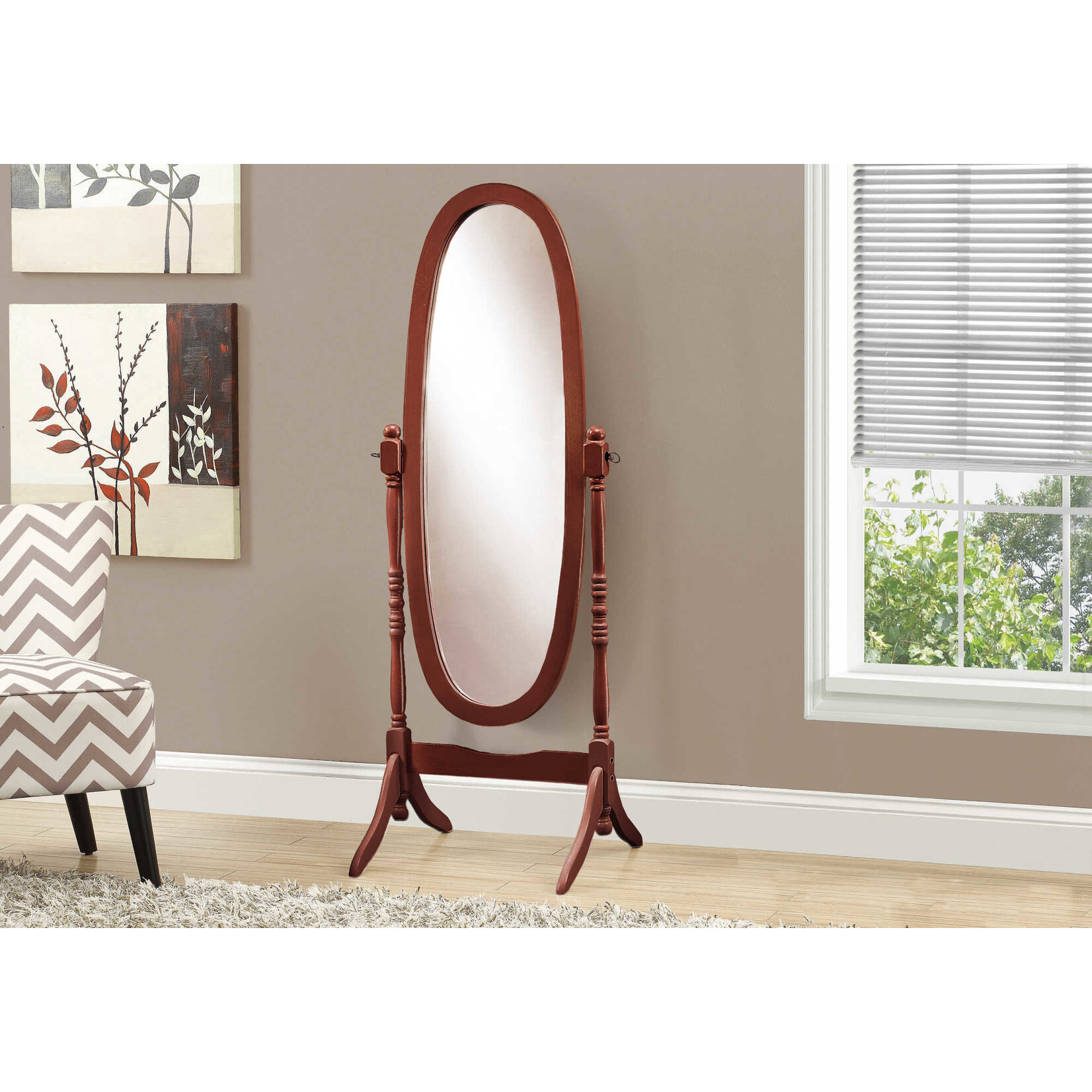 MIRROR WALNUT OVAL WOOD FRAME 59"H