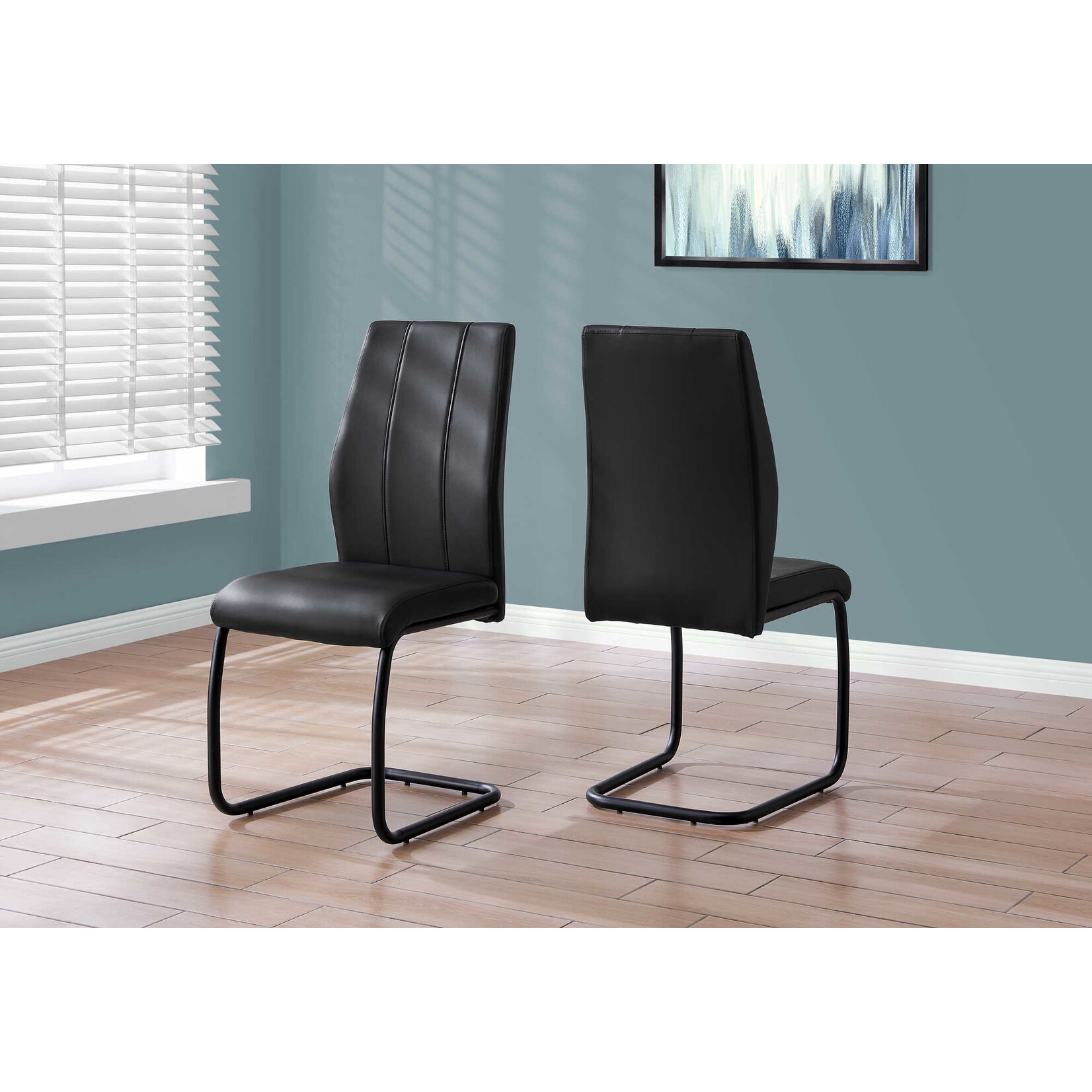 1 Dining Chair - Black Fabric / Black Metal