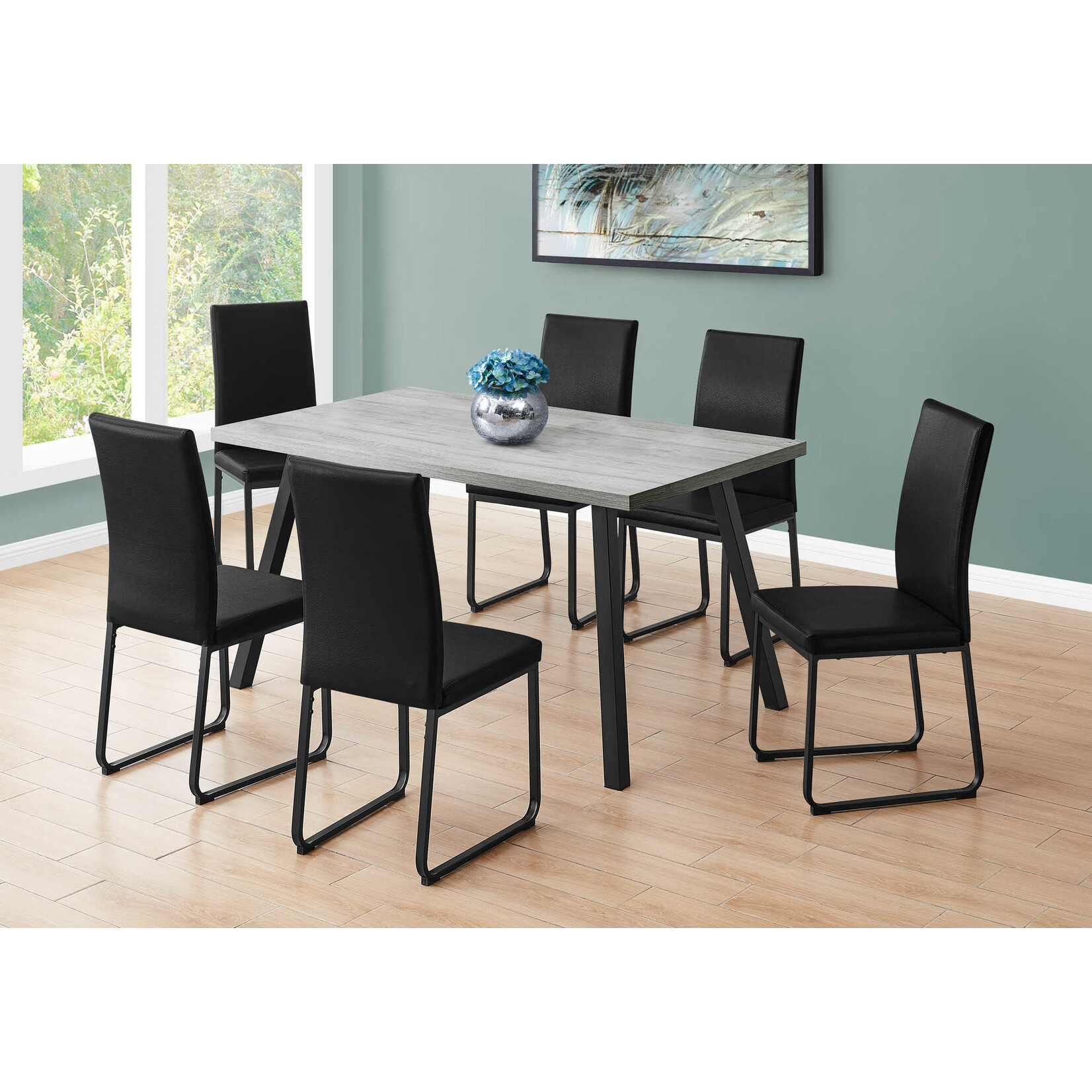 Dining Table 36x60" Grey and Black Metal